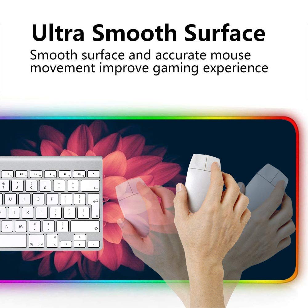 Large RGB Gaming Mouse Pad XXL (31.5×15.7×0.15 Inch) - Colorful Mandala Design, Stitched Edges, Anti-Slip Rubber Base, Custom LED Glow - Ergonomic Extended Mouse Mat for PC, Laptop, Gaming Setup & Office Work