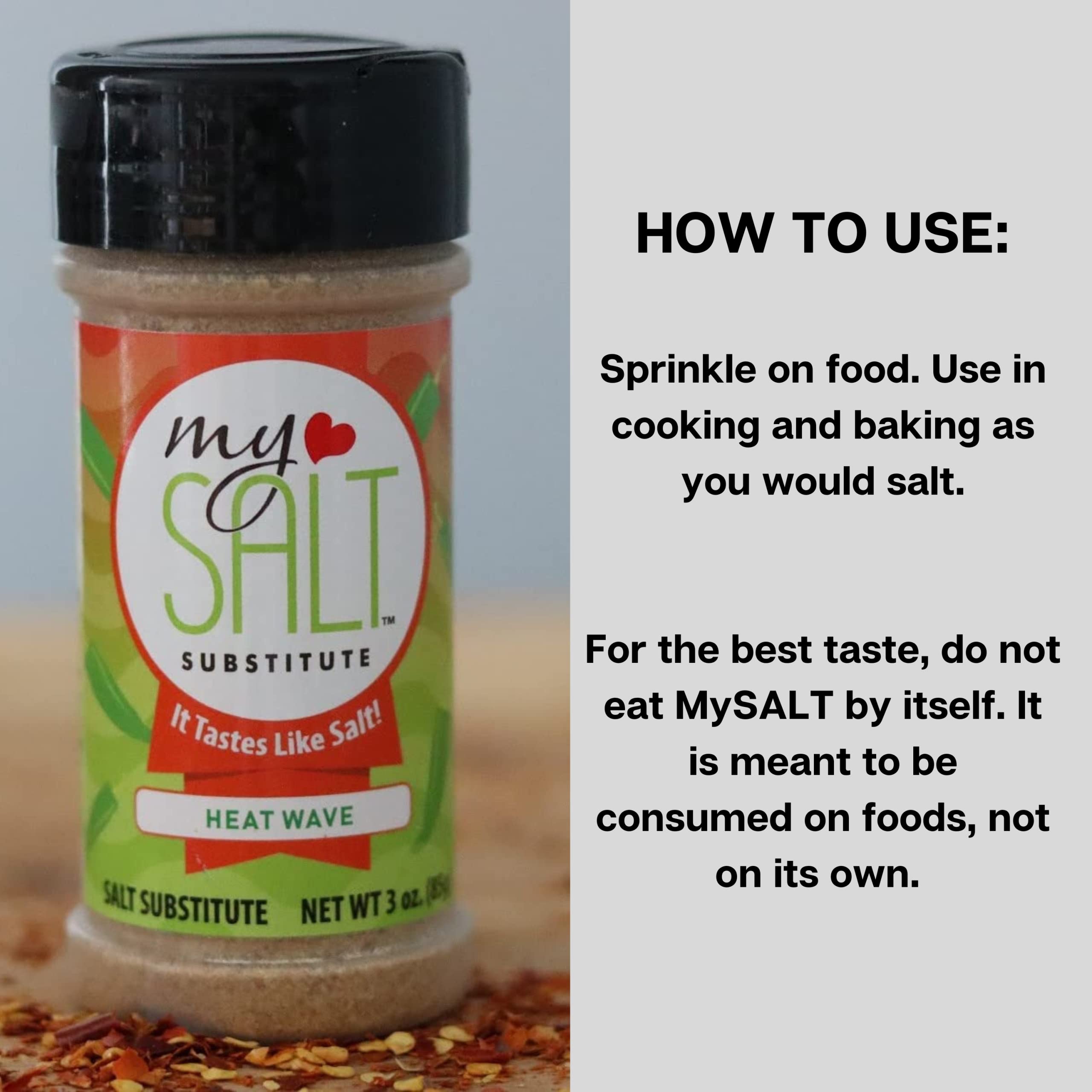 MySALT Heat Wave Seasoning - Sodium-Free Spice Blend with a Kick - Perfect for Pizza, Beef, Chicken & More - Adds Flavor to BBQ, Grilling & Everyday Cooking