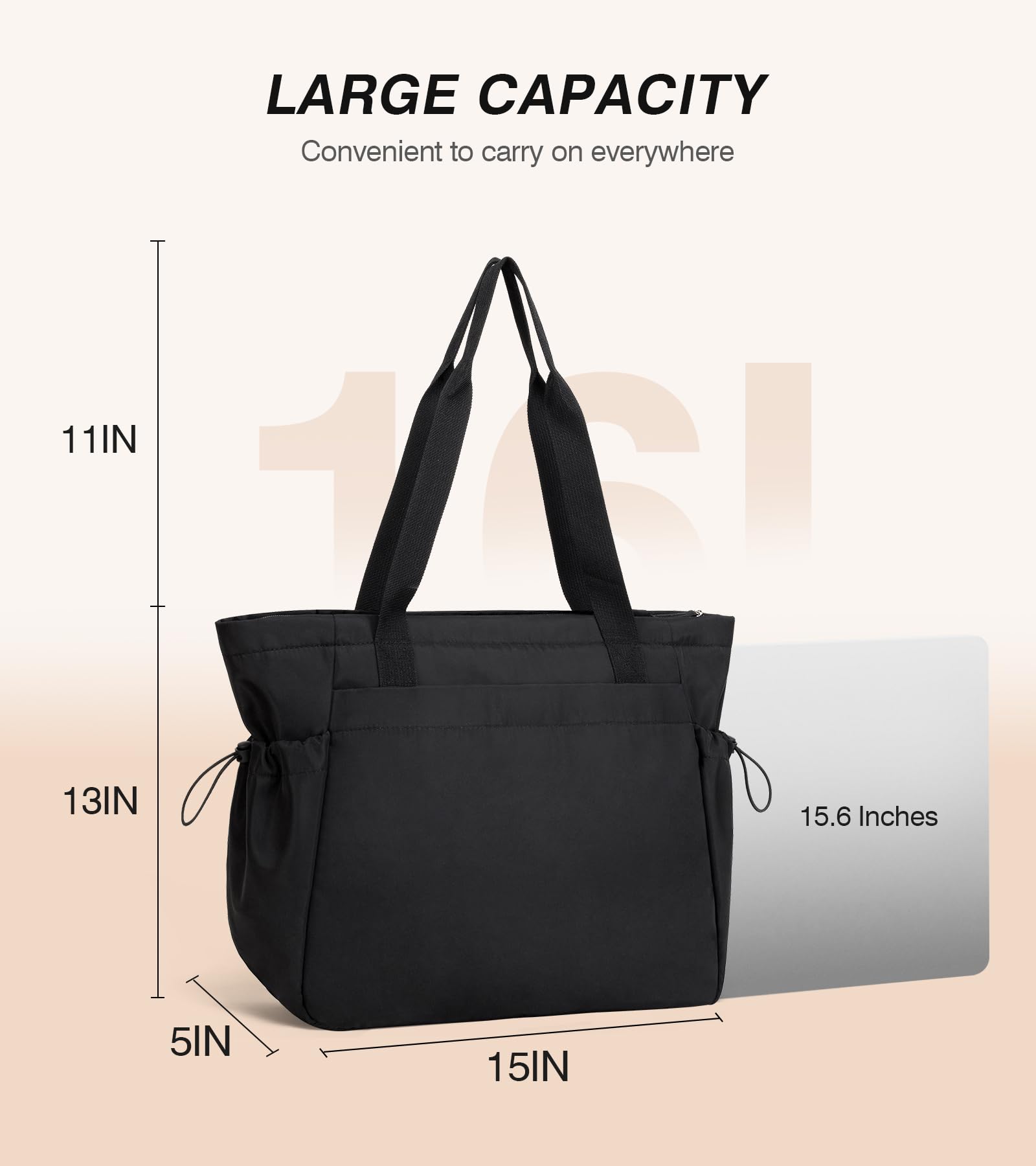 Marvolia Large Tote Bag for Women - Lightweight Zippered Work Tote Bag with Pockets, Durable Canvas Shoulder Bag for Gym, Travel, Office & Everyday Use | Perfect as Laptop Bag, Beach Tote & Shopping Bag