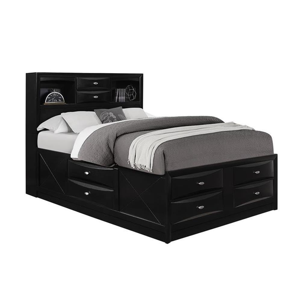 Global Furniture Linda Black King Size Bed Frame - Modern Luxury Bedroom Furniture for Master Suite & Guest Room