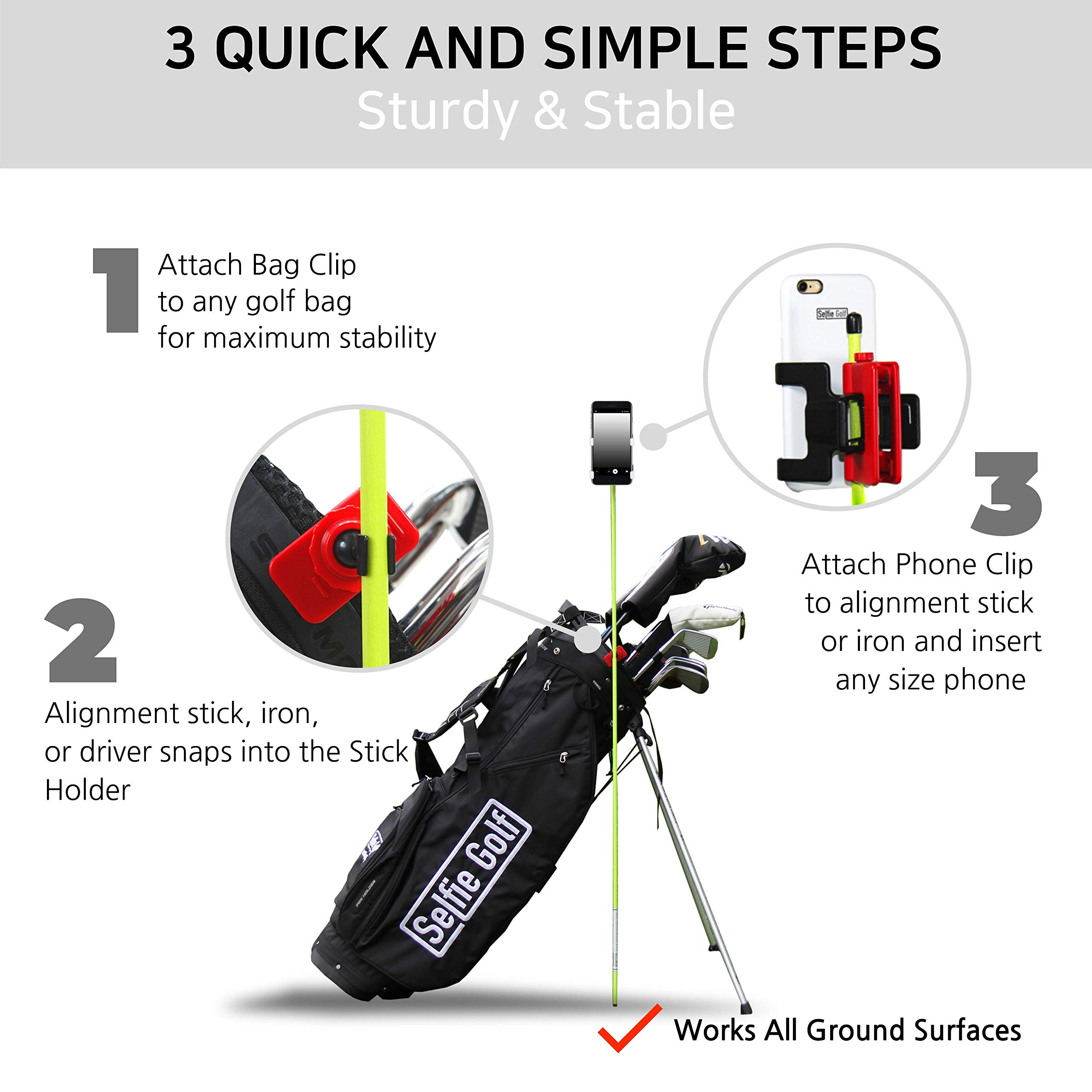 SelfieGOLF Golf Swing Analyzer & Phone Holder | PGA Award-Winning Training Aid | Works with Any Golf Bag & Alignment Sticks | Improve Putting & Swing Technique | Perfect for Practice Sessions & On-Course Training