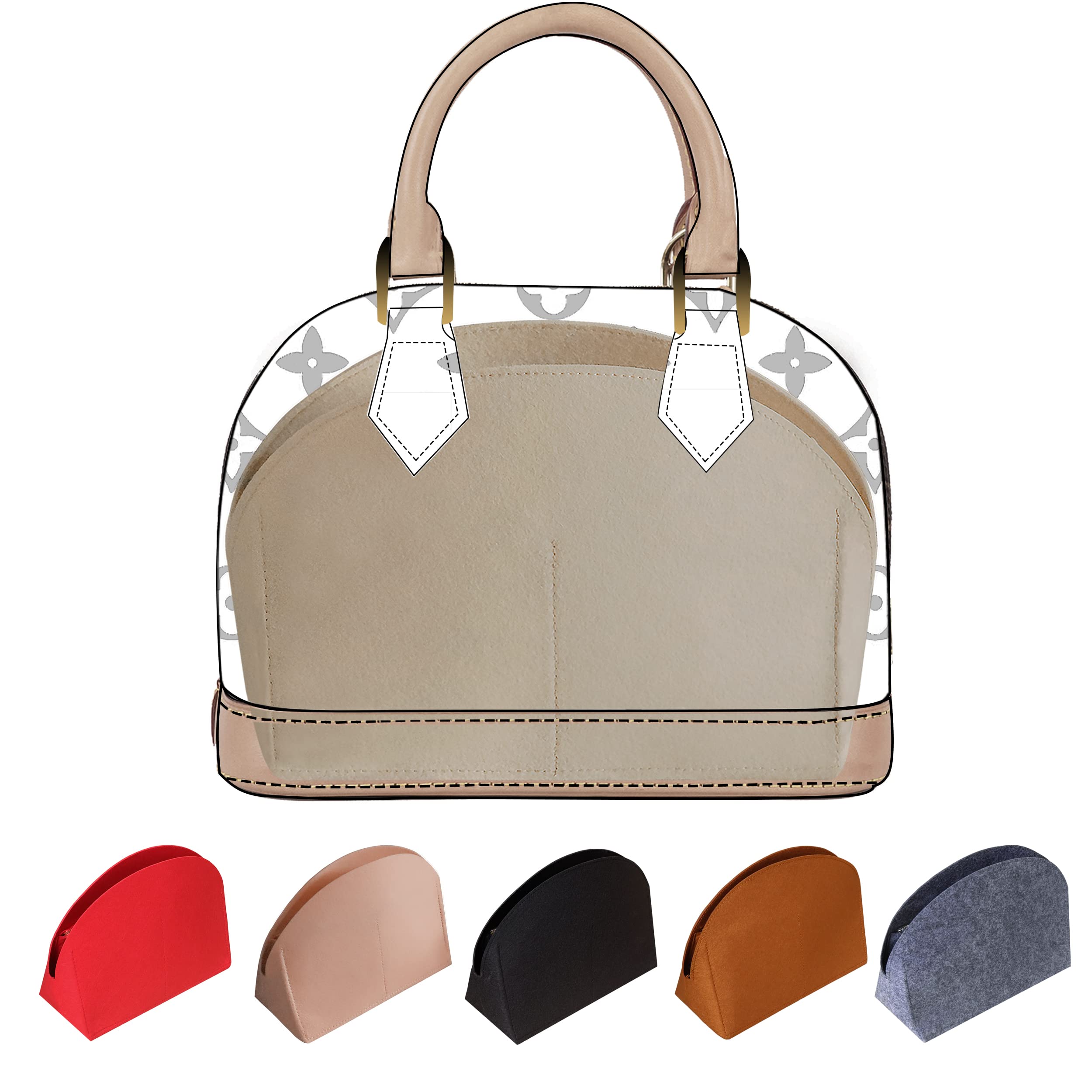 Soyizom Felt Purse Organizer Insert for Louis Vuitton Alma BB PM - Beige Handbag Organizer | Tote Bag Insert | Purse Liner for Women | Perfect for Travel, Work & Everyday Use