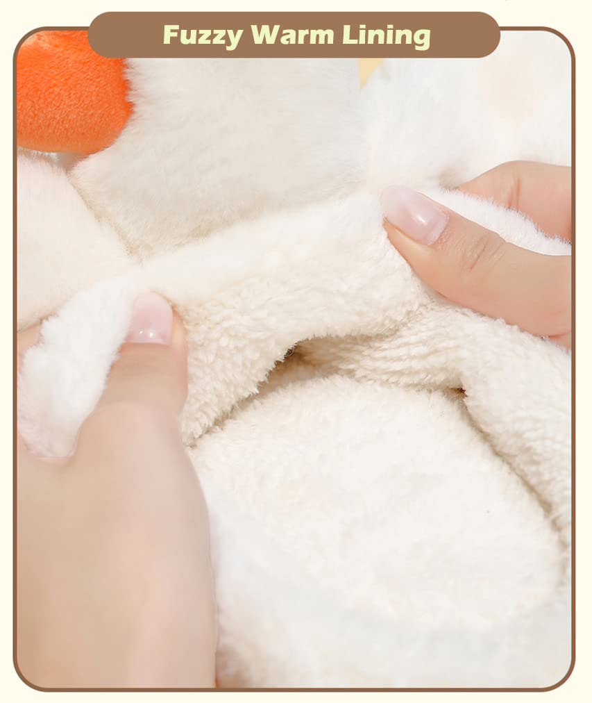 Fluffy Duck Slippers for Women & Men - Cute Animal House Shoes with Non-Slip Sole - Perfect for Bedroom, Thanksgiving, Christmas Gifts & Cozy Home Wear