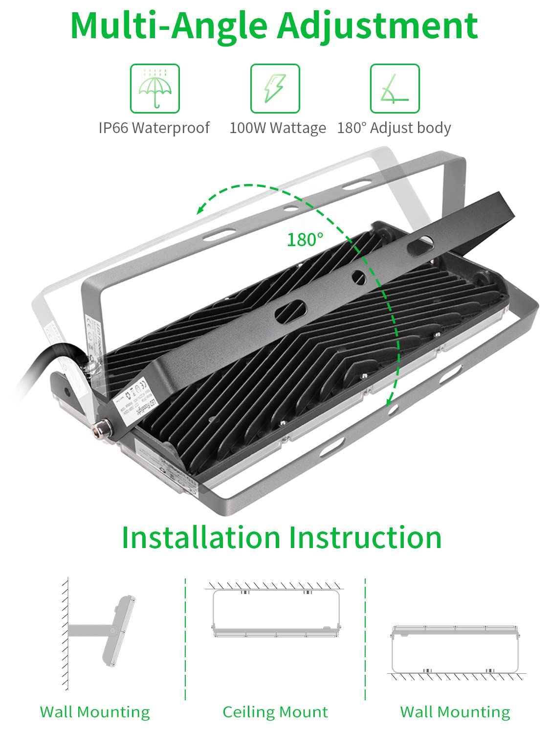 Viugreum 100W LED Flood Light - 8000LM 3000K Warm White, IP66 Waterproof Outdoor Security Light for Garage, Garden, Yard, Playground | Slim Design, Energy Efficient Landscape & Wall Lighting (15 Pack) - Perfect for Home Security, Backyard Illumination & Commercial Outdoor Spaces