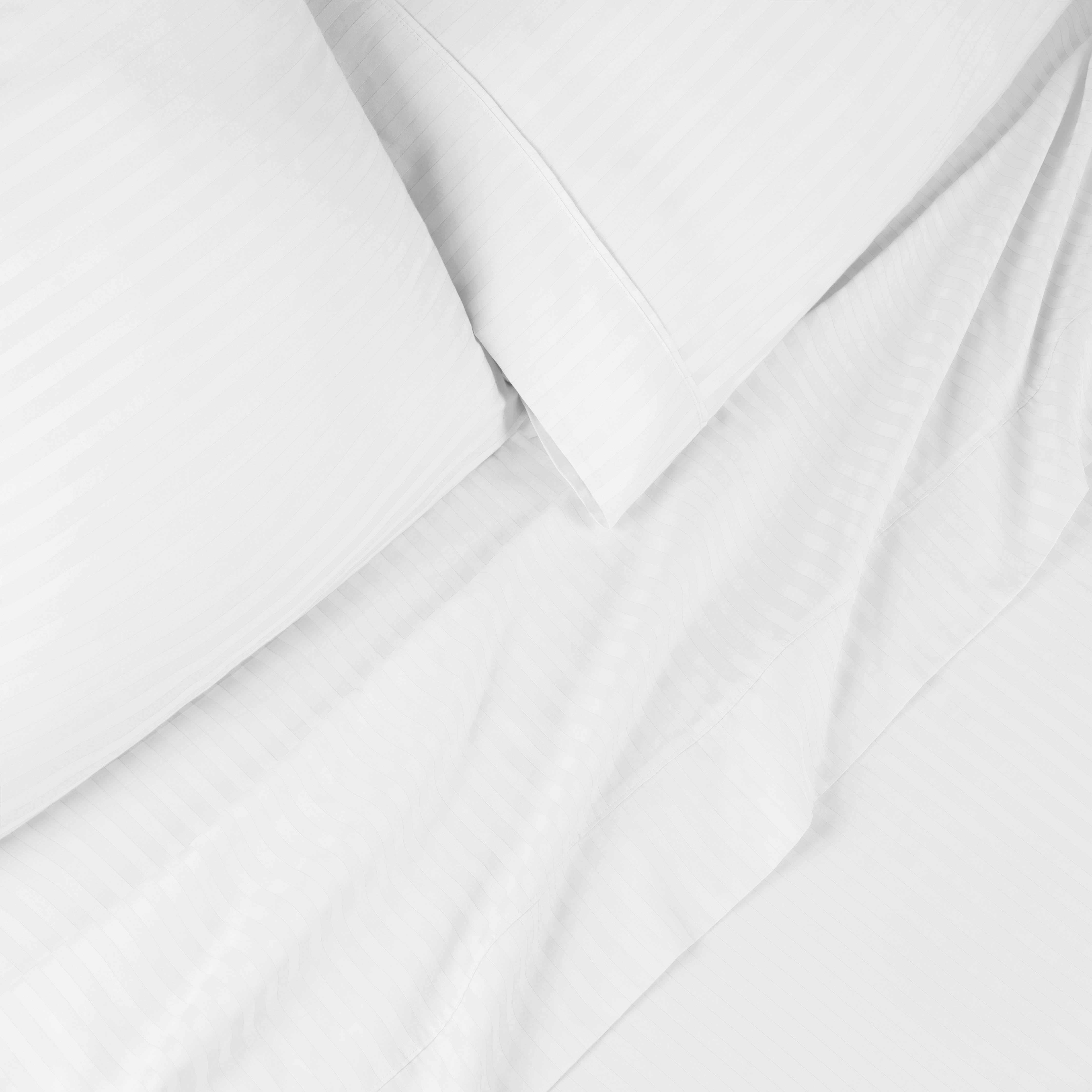 Premium 100% Egyptian Cotton 300 Thread Count Sheet Set - Deep Pocket Fitted, Flat Sheet & Pillowcases - Soft Breathable Bedding for Luxury Hotels & Home Use