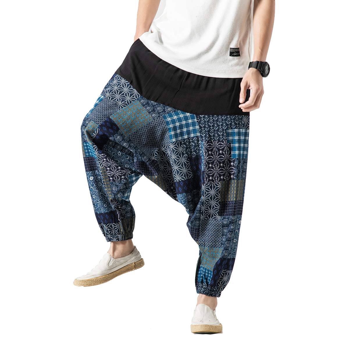 Seidarise Men's Harem Pants - Drop Crotch Lounge Pants, Plus Size Genie Pants & Yoga Joggers for Men - Comfortable Balloon Pants for Meditation, Yoga, and Casual Wear