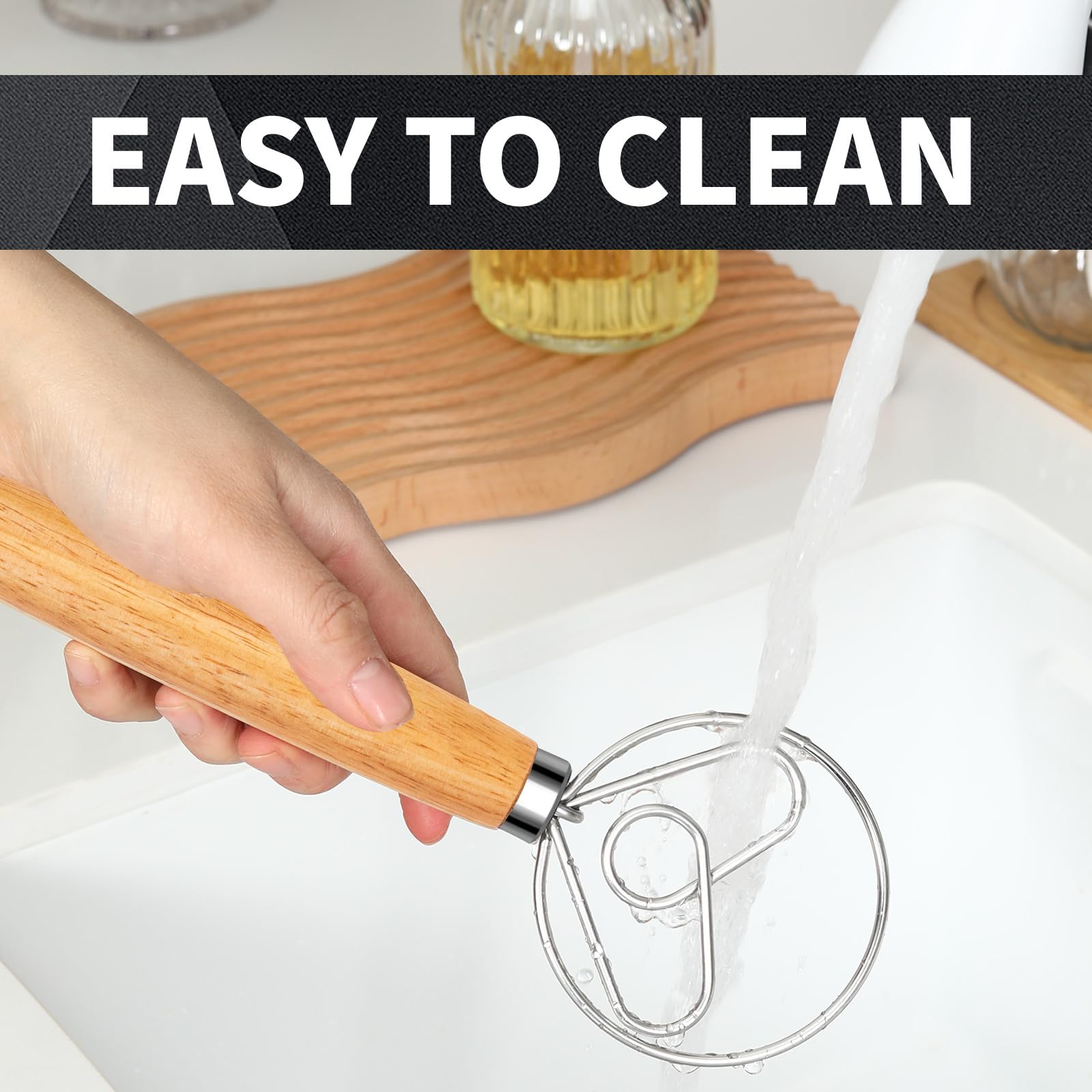 Premium Stainless Steel Danish Dough Whisk - Dutch Style Bread Mixer with Dough Hook for Sourdough, Pizza & Artisan Baking | Perfect for Home Bakers & Professional Kitchens