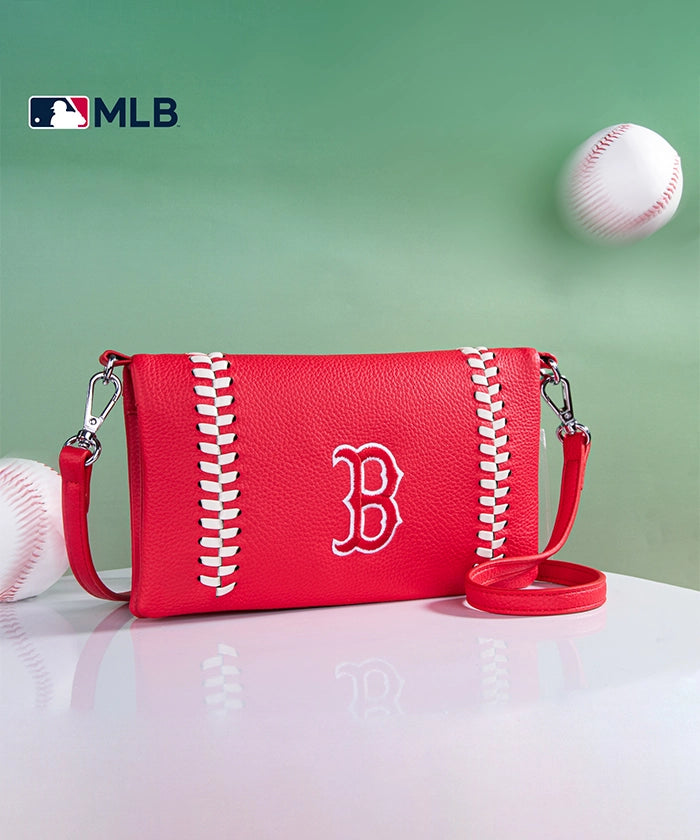 MLB Boston Red Sox Genuine Leather Crossbody Bag for Women - Stylish Game Day Purse for Baseball Fans & Sports Outings