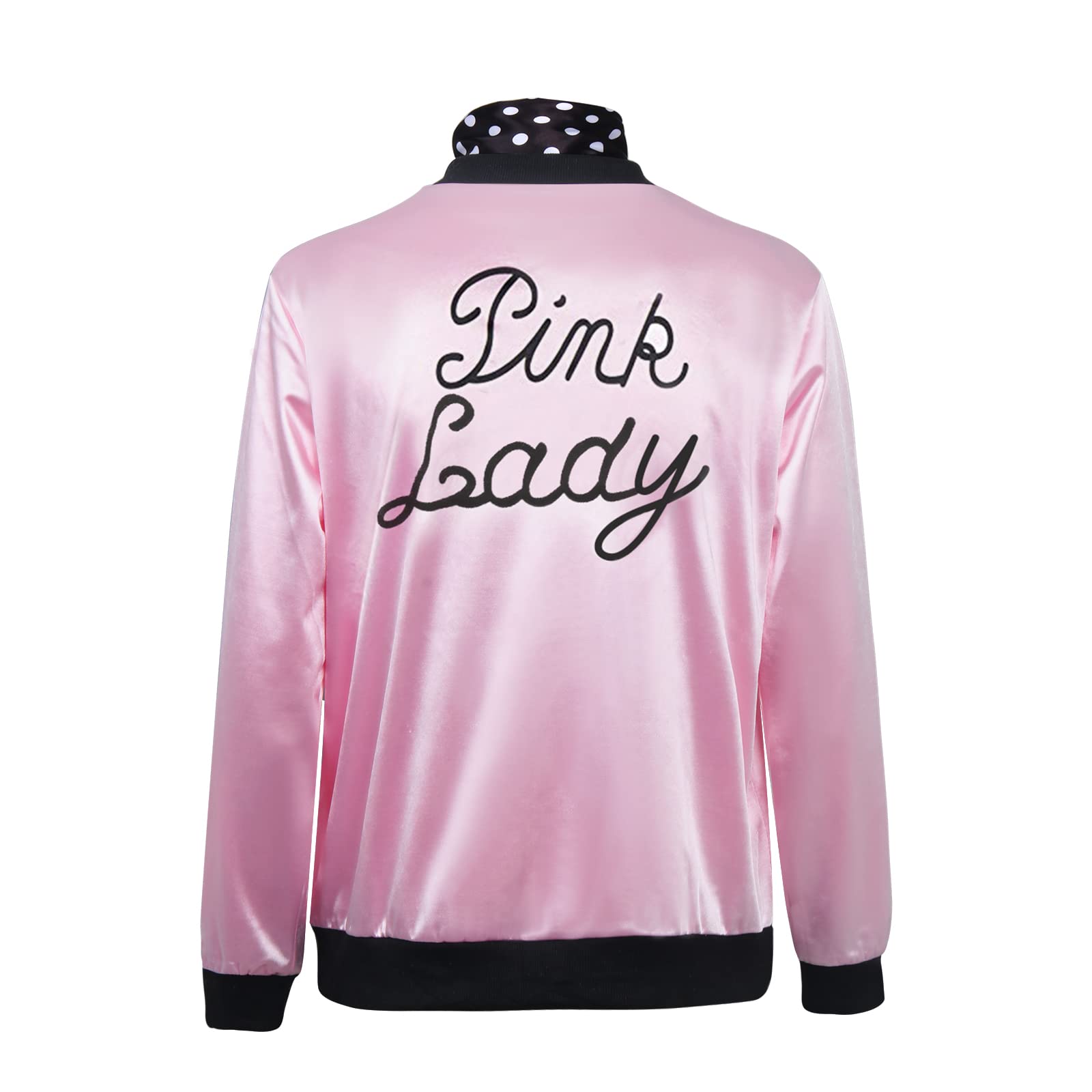 Vintage 1950s Pink Satin Jacket for Women - Retro Fancy Dress Coat with Detachable Scarf | Halloween Costume, Cosplay, Pinup Style Outfit, Themed Parties & Photo Shoots