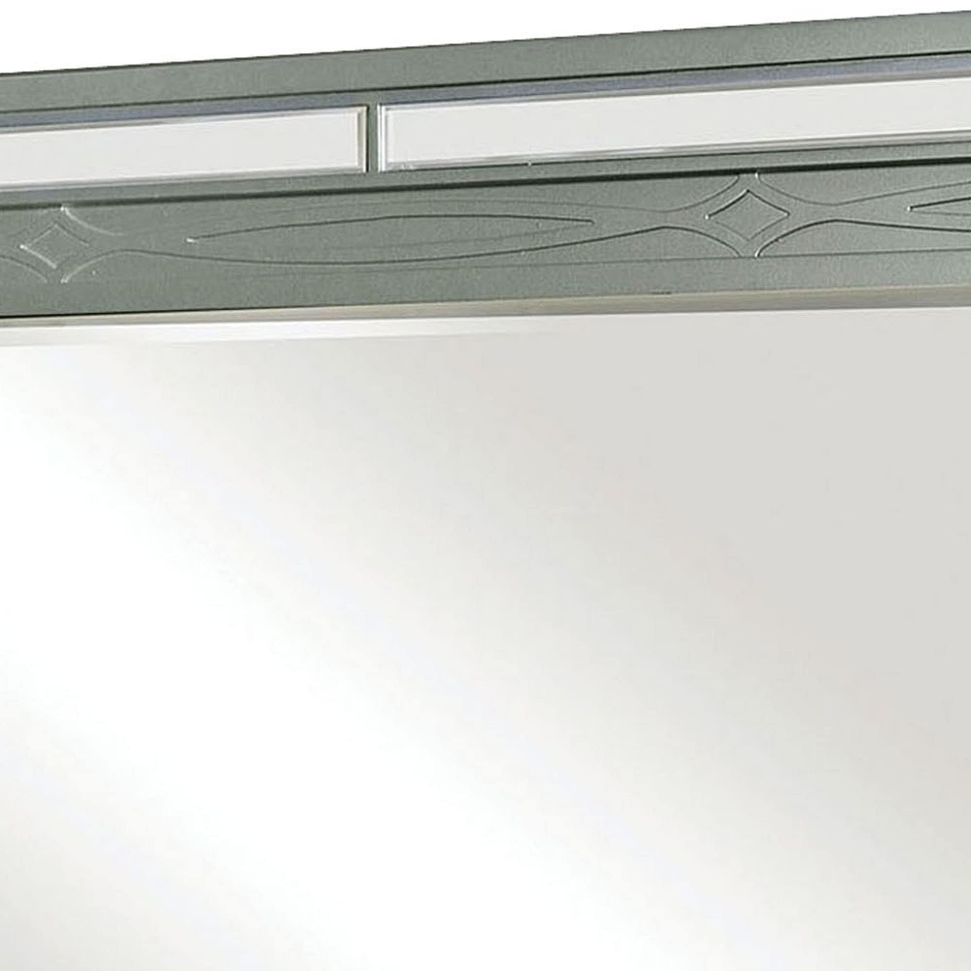 Benjara Silver LED Mirror with Mirrored Trim Accent - Modern Bathroom Vanity Mirror with Lights for Makeup & Shaving, Perfect for Bedroom or Dressing Room