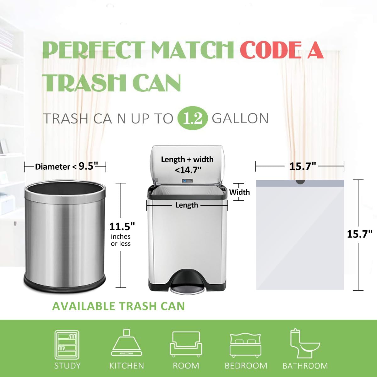 Teivio 1.2 Gallon 220-Count Strong Drawstring Trash Bags - Small Garbage Bags for Bathroom, Kitchen, Office & Home (Fits 4.5-5L / 0.8-1.3 Gal Trash Cans) - Durable Plastic Bin Liners for Daily Waste Disposal