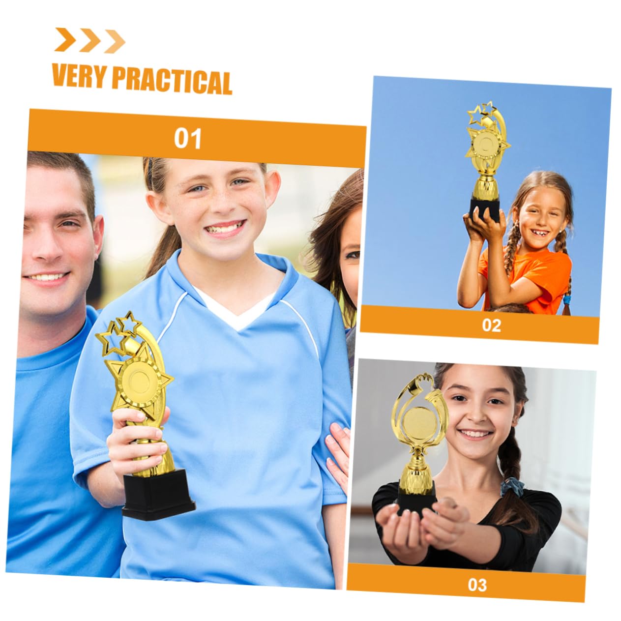 OHPHCALL Unique Competition Trophy Cups - Set of 2 Plastic Winner's Award Trophies for School Celebrations, Sports Events & Party Awards
