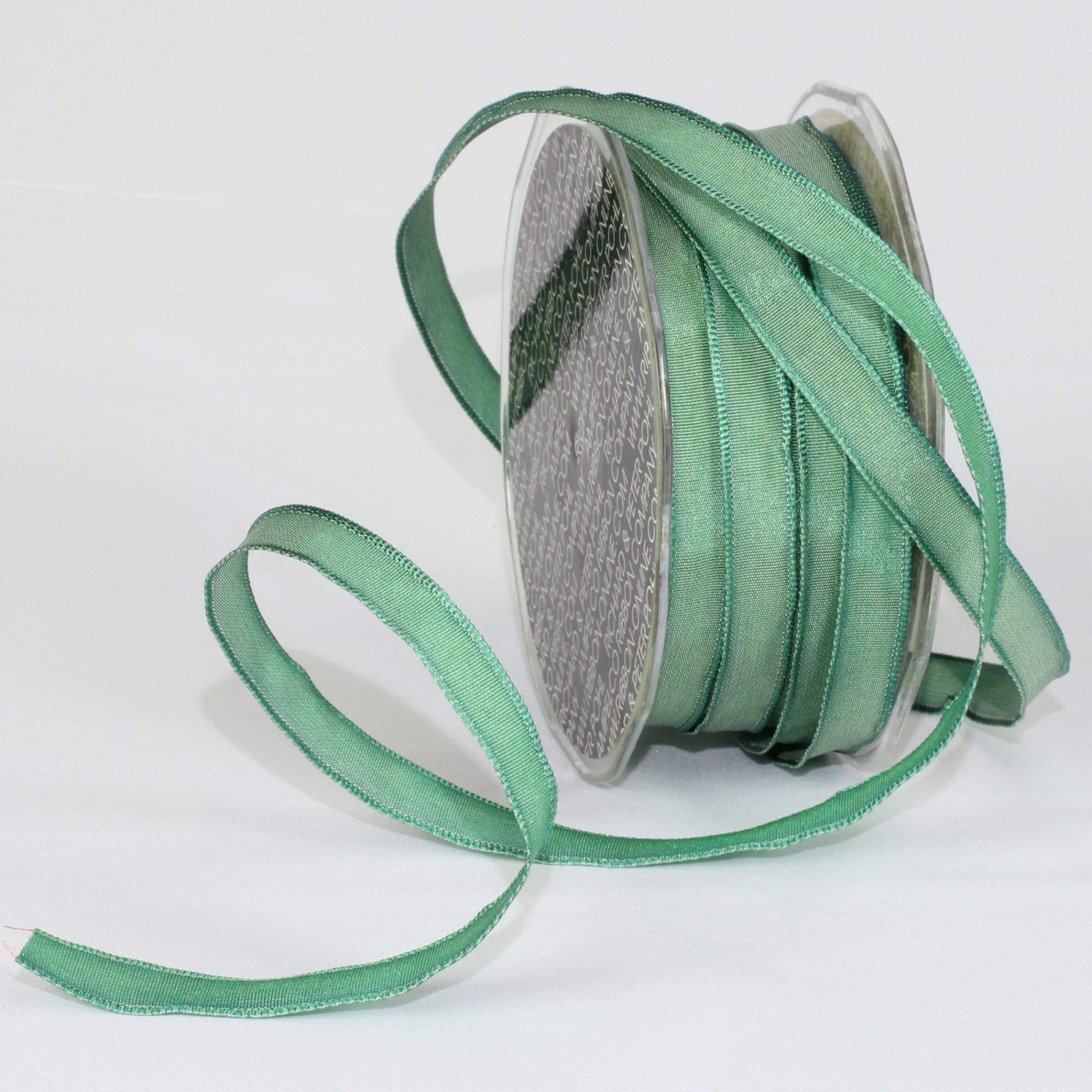 Whisper Jade Taffeta Wired Craft Ribbon - 9.5mm x 108 Yards (100m) - Perfect for Gift Wrapping, Floral Arrangements, DIY Crafts & Wedding Decorations