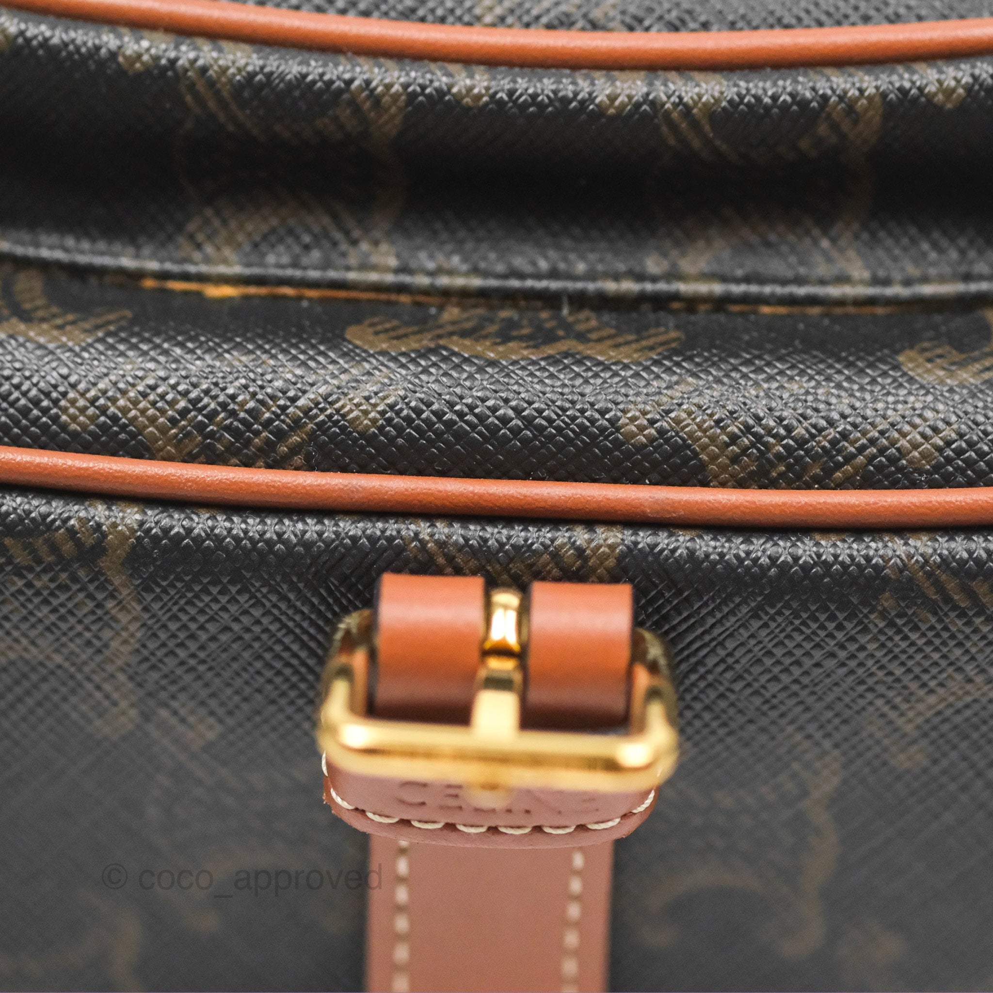 Celine Medium Folco Bag in Triomphe Canvas - Tan Crossbody Bag for Women | Luxury Handbag for Work, Travel & Everyday Use