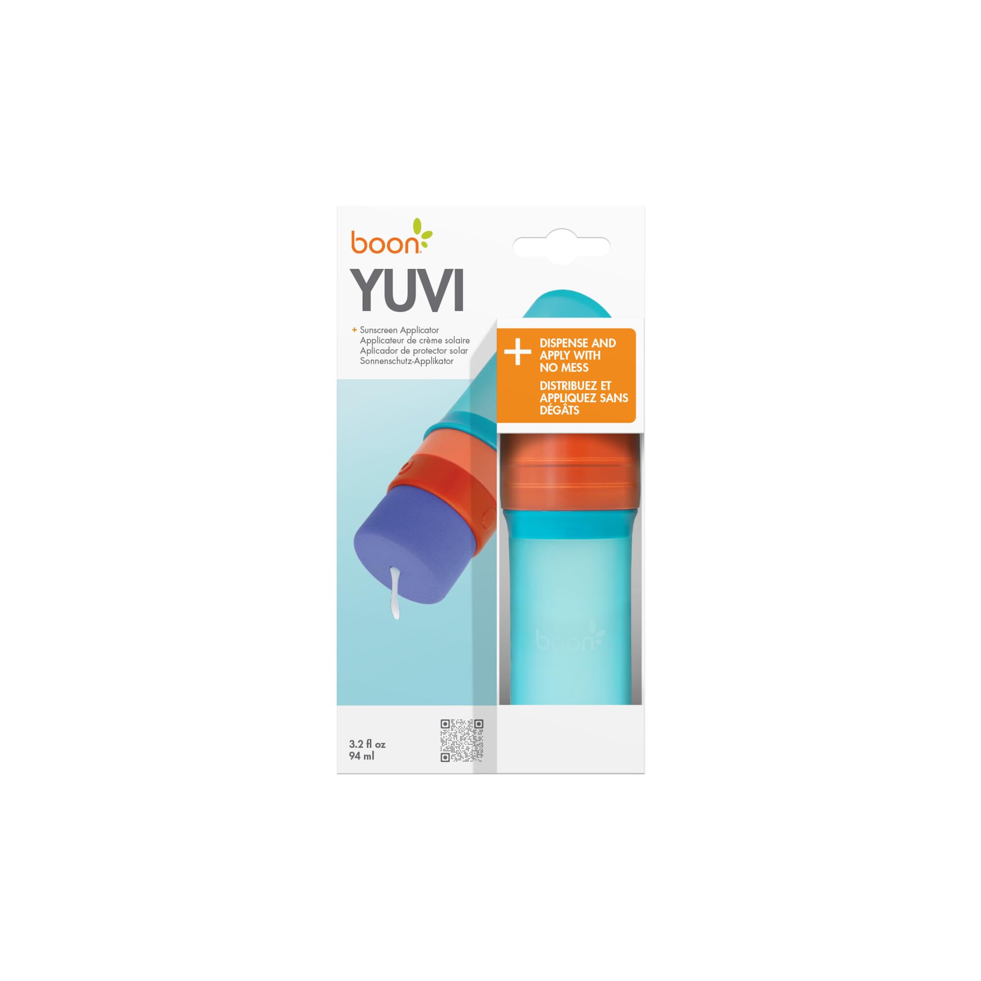 Boon Yuvi Kids Sunscreen Applicator - Refillable, Spill-Proof with Soft Foam Sponge | Travel Size 3 Oz | Summer, Beach & Vacation Essential for Toddlers & Babies | Safe & Easy Sunscreen Application for Outdoor Play, Swimming & Family Trips