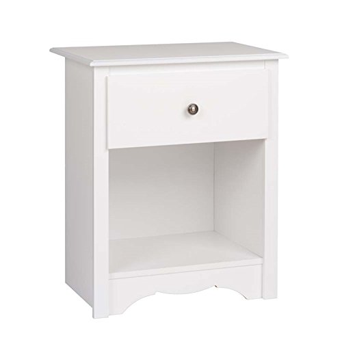 Atlin Designs White 1-Drawer Tall Nightstand - Modern Bedside Table for Bedroom, Living Room, or Office Storage
