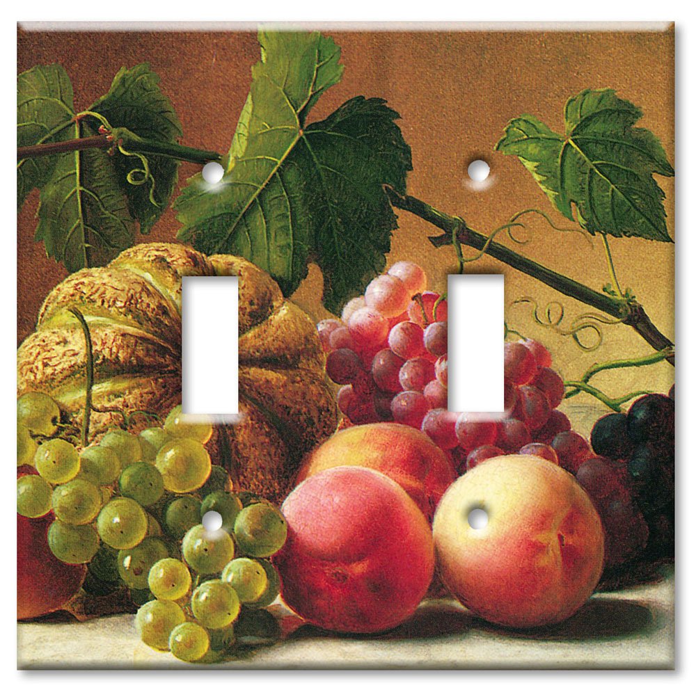 Hetzel Fruit Still Life Art Switch Plate - Double Toggle Light Cover - Vintage Home Decor for Living Room, Bedroom & Kitchen