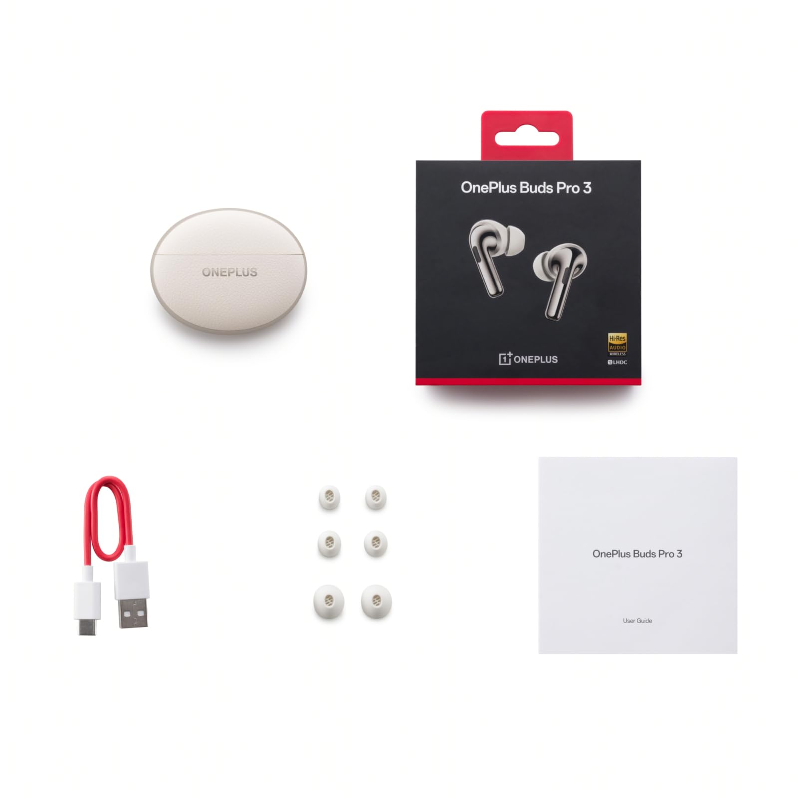 OnePlus Buds Pro 3 Wireless Bluetooth Earbuds with Active Noise Cancellation, Hi-Fi Deep Bass & 44H Playtime - Lunar Radiance | Perfect for Workouts, Commuting & Travel