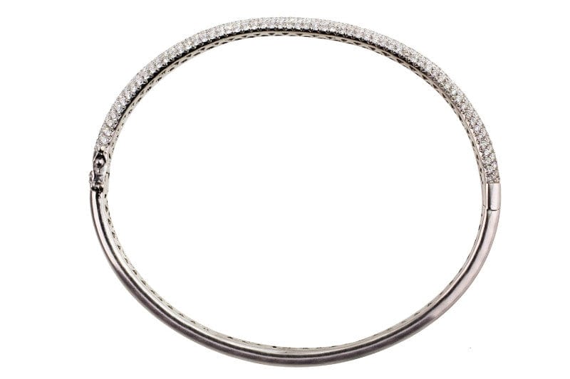 18K White Gold Diamond Pave Bangle Bracelet for Women - Elegant Stackable Tennis Bracelet - Perfect for Weddings, Anniversaries & Special Occasions