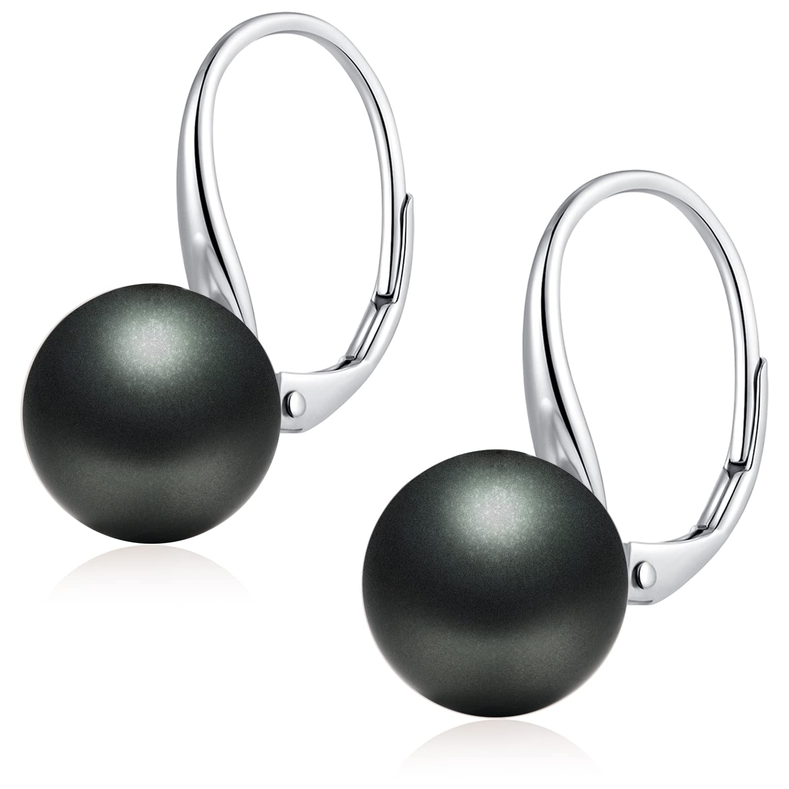 Jiamiaoi 925 Sterling Silver Pearl & Diamond Drop Earrings for Women - Elegant Dangle Lever Back Earrings with Gift Box | Perfect for Weddings, Parties & Special Occasions