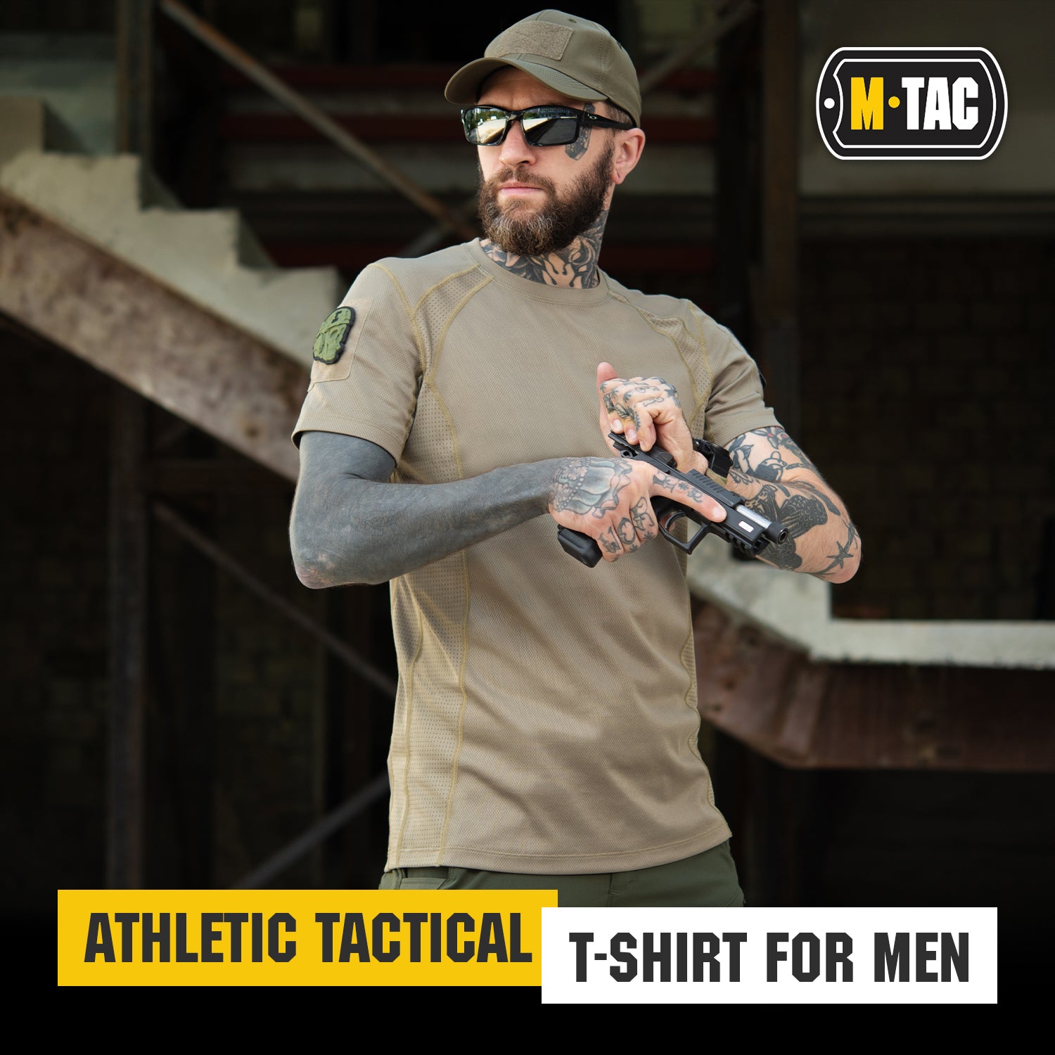 Men's Athletic Tactical T-Shirt Gen II with Loop Panels - Moisture Wicking Workout & Outdoor Training Shirt for Gym, Hiking & Tactical Activities