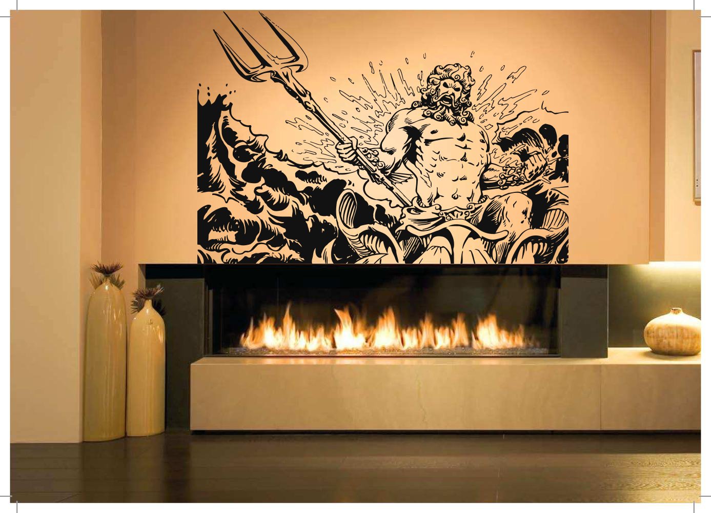 Wall Art Vinyl Sticker - Neptune God of the Sea Mural Decal for Home & Office Decor (AS2446) | Perfect for Living Room, Bedroom, Nursery & Bathroom Wall Decorations