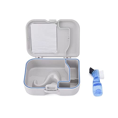 Travel Denture Case with Mirror & Cleaning Brush - Portable False Teeth Storage Box for Outdoor & Daily Use - Artificial Dental Appliance (1 Pack) - Perfect for Camping, Hiking & Travel Accessories