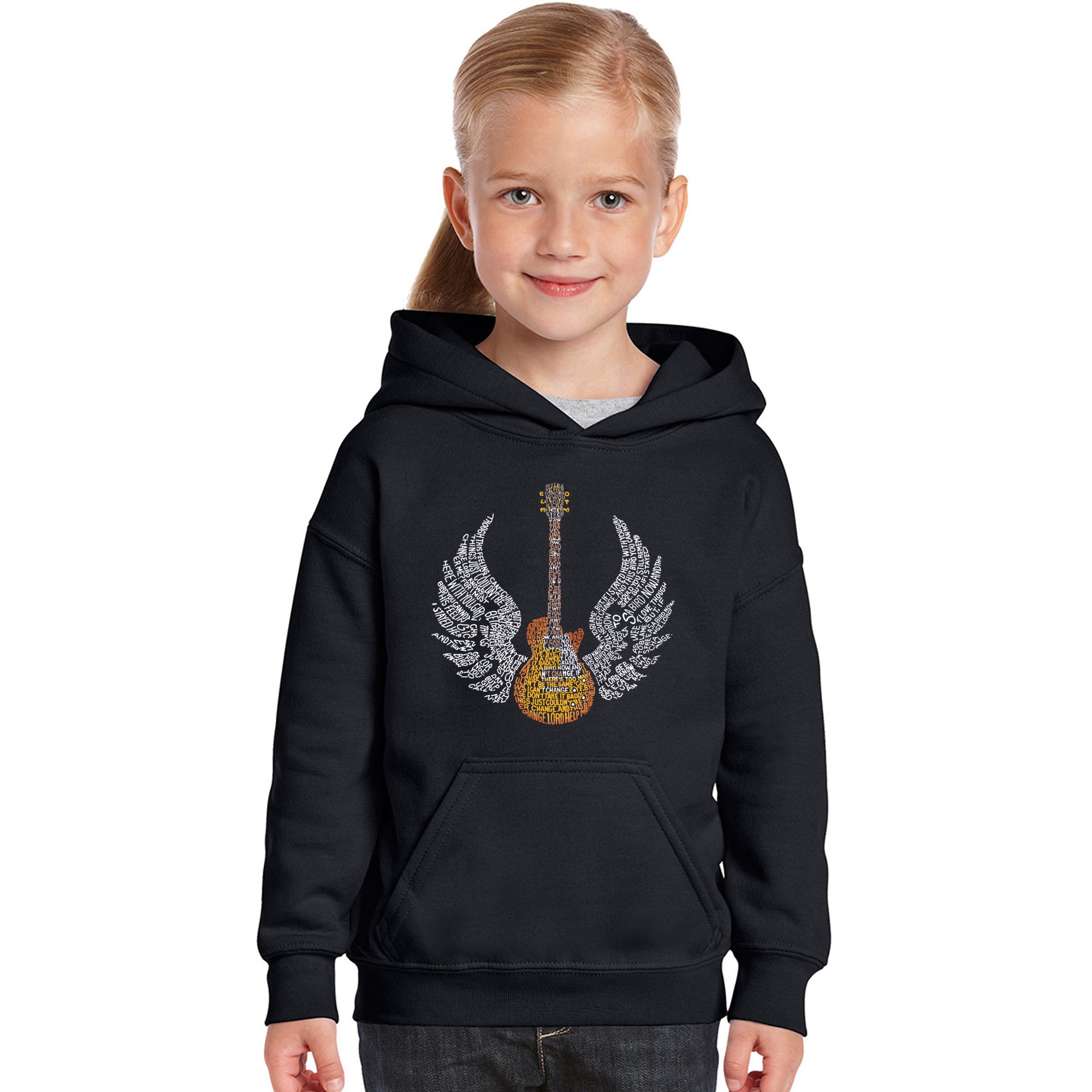 LA POP ART Girl's Word Art Hooded Sweatshirt - Lyrics to Freebird | Trendy Graphic Pullover for Teens | Perfect for Concerts, School & Casual Wear