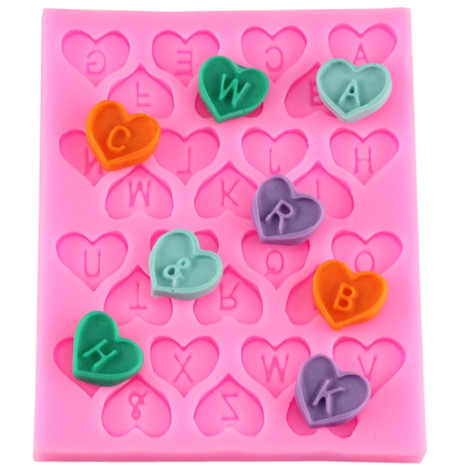 Premium Silicone Alphabet Letter Molds for Cake Decorating - Fondant, Gum Paste, Chocolate Molds with Heart Design - Perfect for Birthday Cakes, Wedding Desserts & DIY Baking Projects