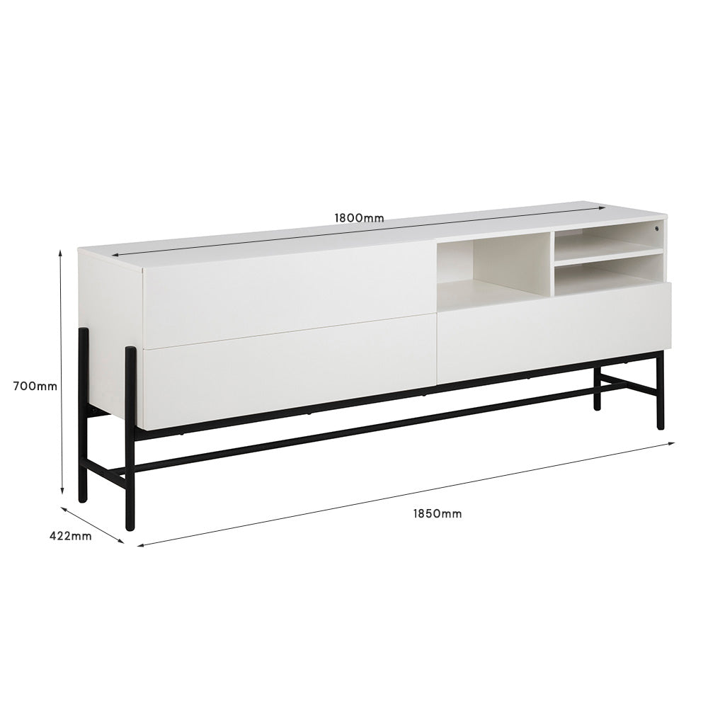 Modern MOGEN Sideboard Buffet Cabinet 185cm - White & Black Finish for Dining Room Storage & Living Room Organization