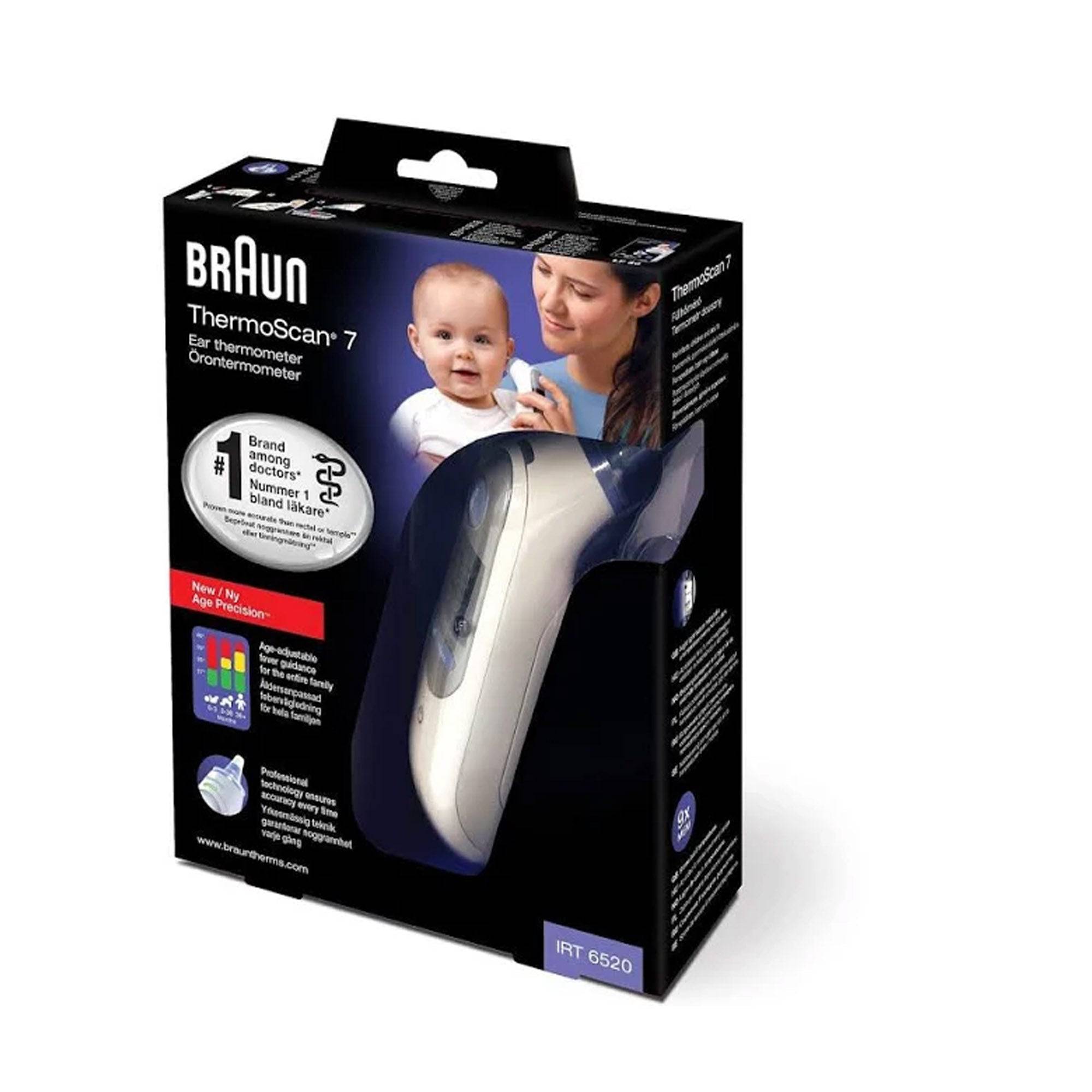 Braun Thermoscan 7 Ear Thermometer - Fast & Accurate Digital Infrared Thermometer for Adults, Babies & Kids - Perfect for Home, Hospital & Travel Use