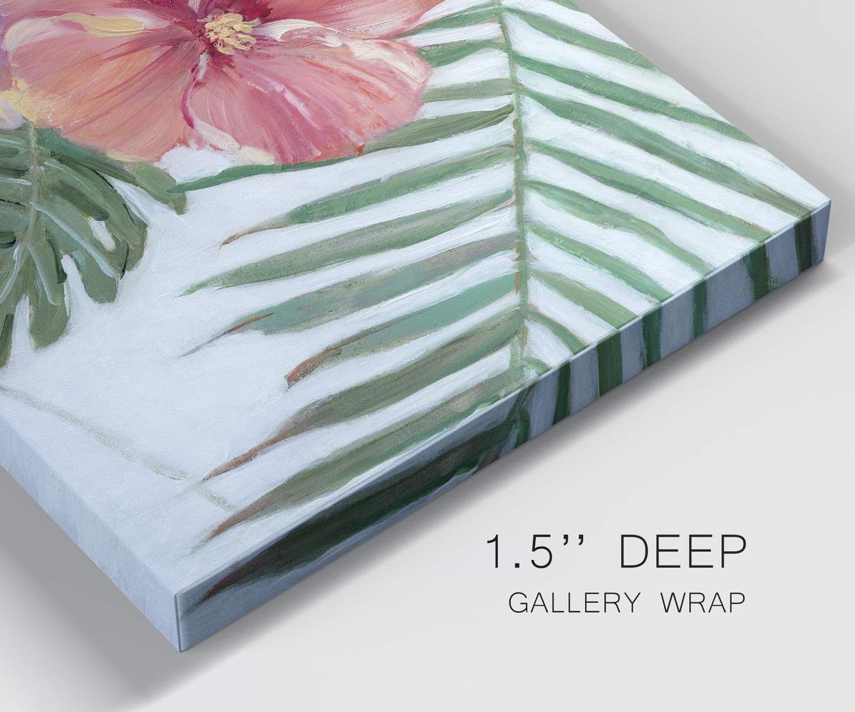 Modern Pinkish Red Hibiscus Flower Canvas Wall Art - 8