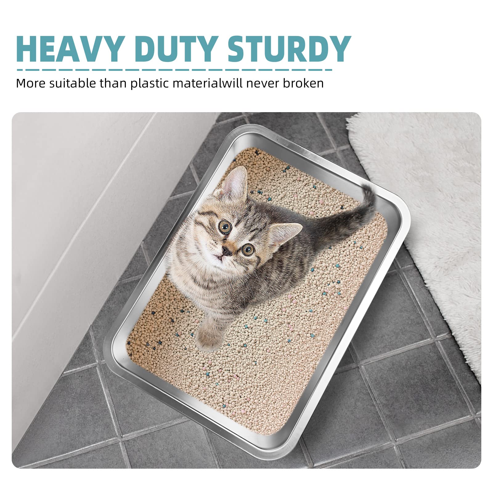 Stainless Steel Cat Litter Box for Small Pets - 4