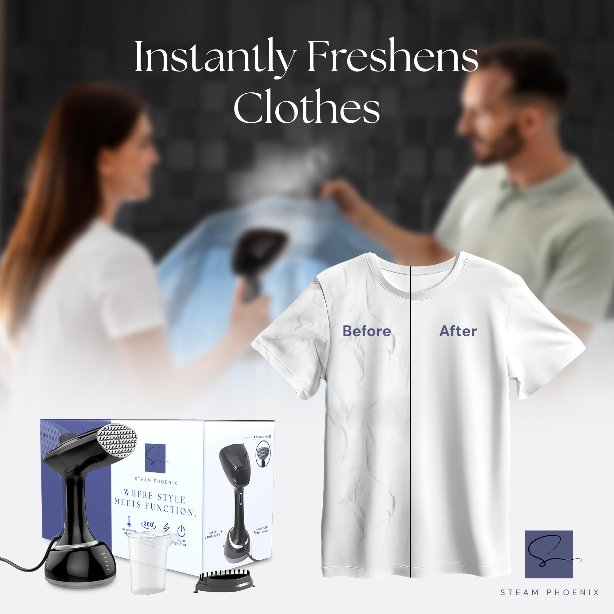 1200W Powerful Handheld Garment Steamer for Clothes - Portable Mini Travel Steamer & Iron All-in-One - Quick Wrinkle Remover for Shirts, Dresses, Suits & Fabrics - Perfect for Home, Office & Travel Use