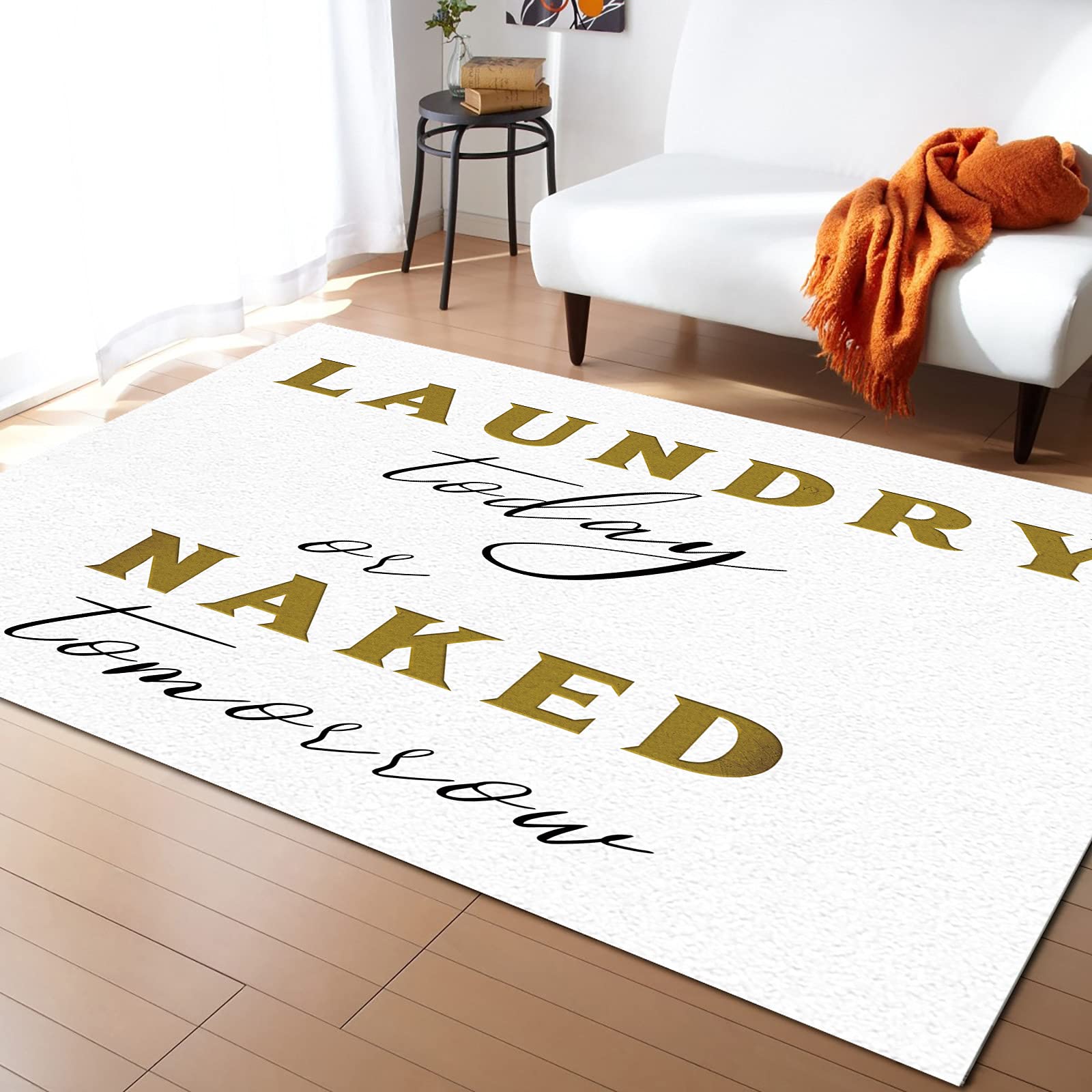4'x6' Washable Non-Slip Rectangle Area Rug - Soft Cushion Carpet for Living Room, Bedroom, Nursery | Luxury Home Decor with Artistic Text Design | Perfect for High-Traffic Areas, Family Spaces & Modern Interior Styling
