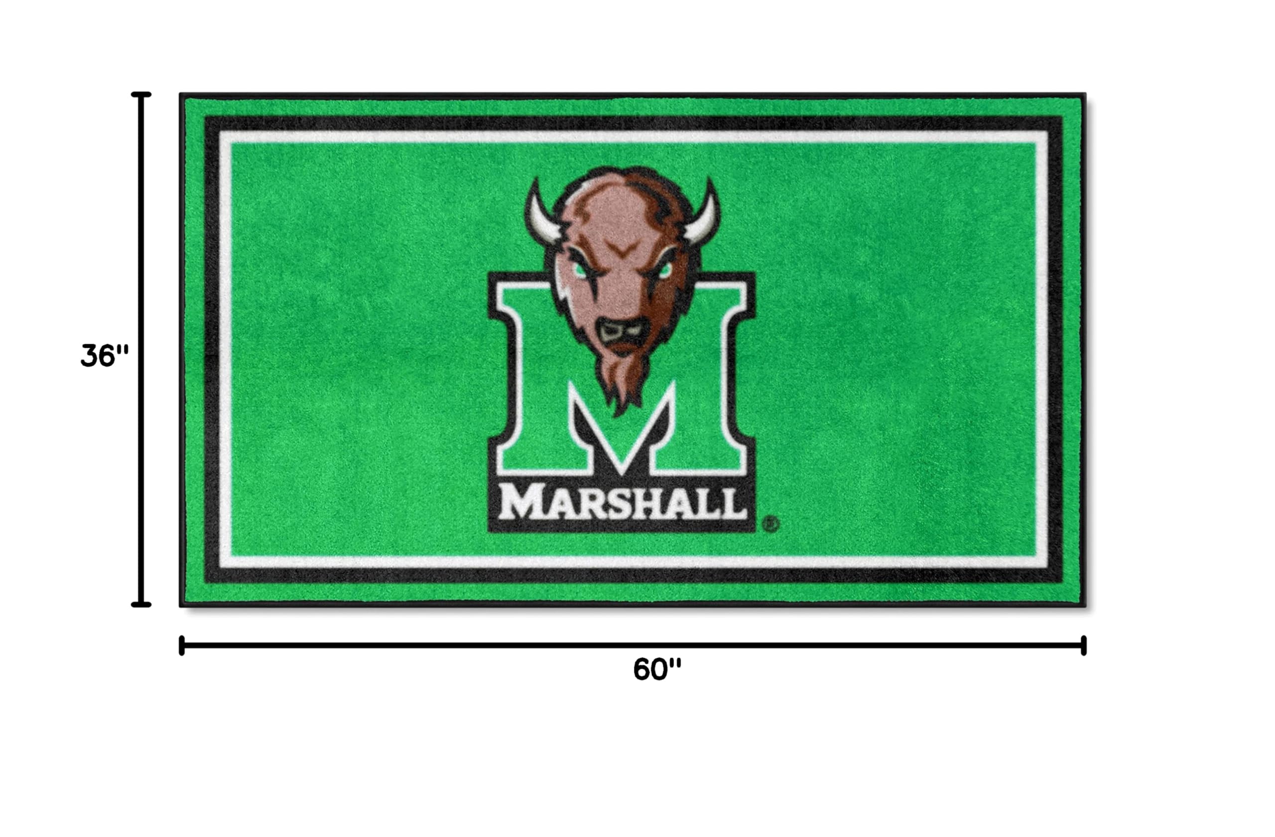 FANMATS NCAA Marshall Thundering Herd 3ft x 5ft Plush Area Rug - Soft Sports Fan Rug for Game Room, Bedroom Decor & Tailgating Mat - Perfect for College Football Fans & Home Decoration