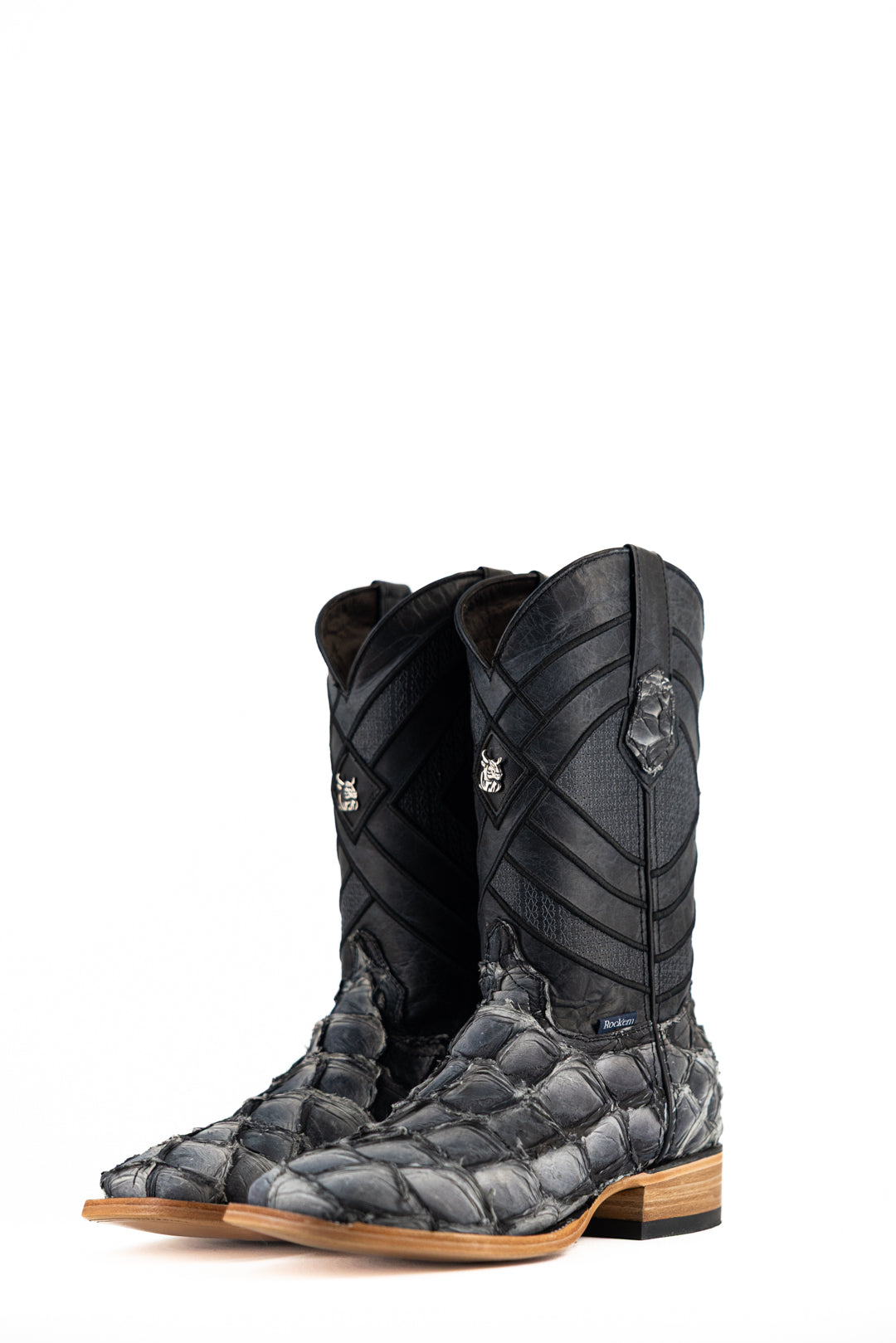 Prescott Pirarucu Exotic Leather Square Toe Cowboy Boots for Men - Western Riding, Country Dance & Outdoor Adventures