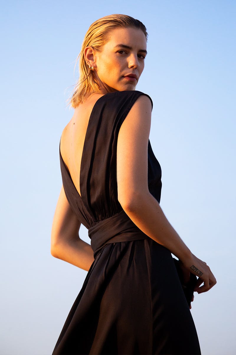Grace TENCEL™ Modal Vegan Silk Nightgown - Soft Black Sleepwear for Women | Perfect for Lounge, Sleep & Spa Days