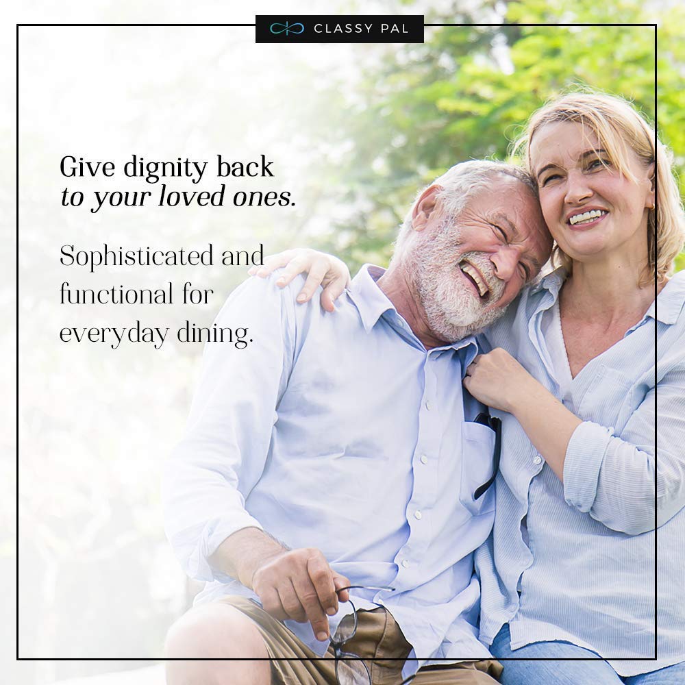 Premium Terry Cloth Adult Bibs for Men & Women - Waterproof, Reusable & Washable Dining Bib with Embroidered Tuxedo & Pearl Necklace Design - Ideal for Seniors, Mealtime Protection & Crumb Catching at Home or Restaurants