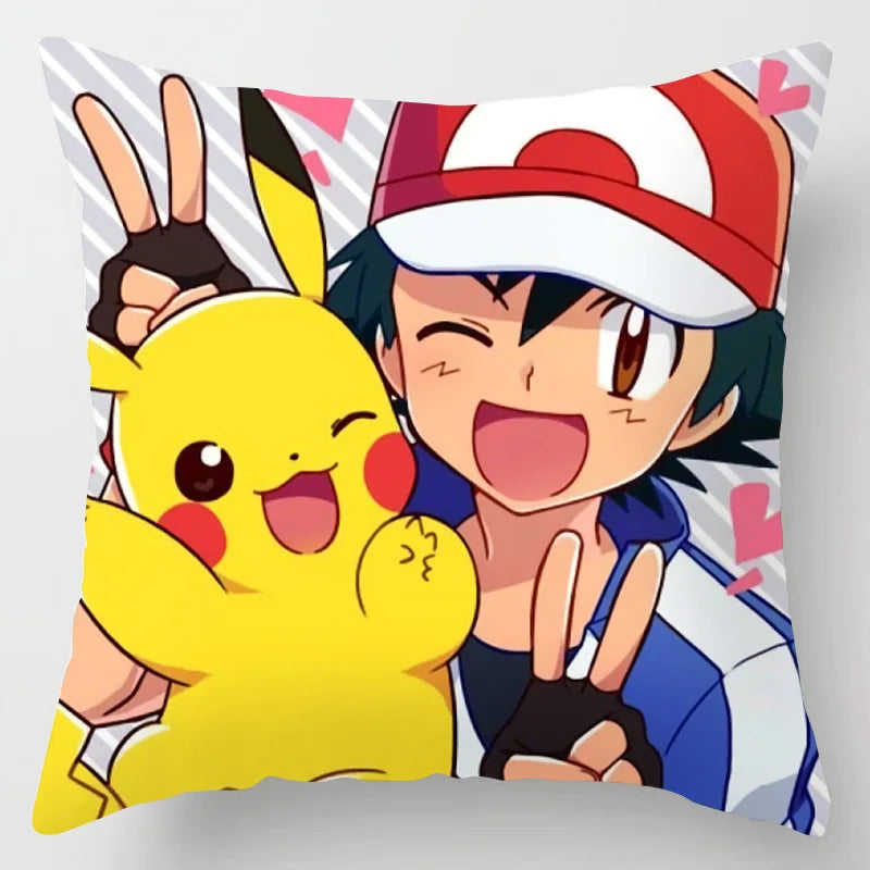 Pokemon Pillow & Cushion Covers - Soft Anime Character Bedding Decor for Kids Room, Gaming Chair, Sofa & Car Accessories