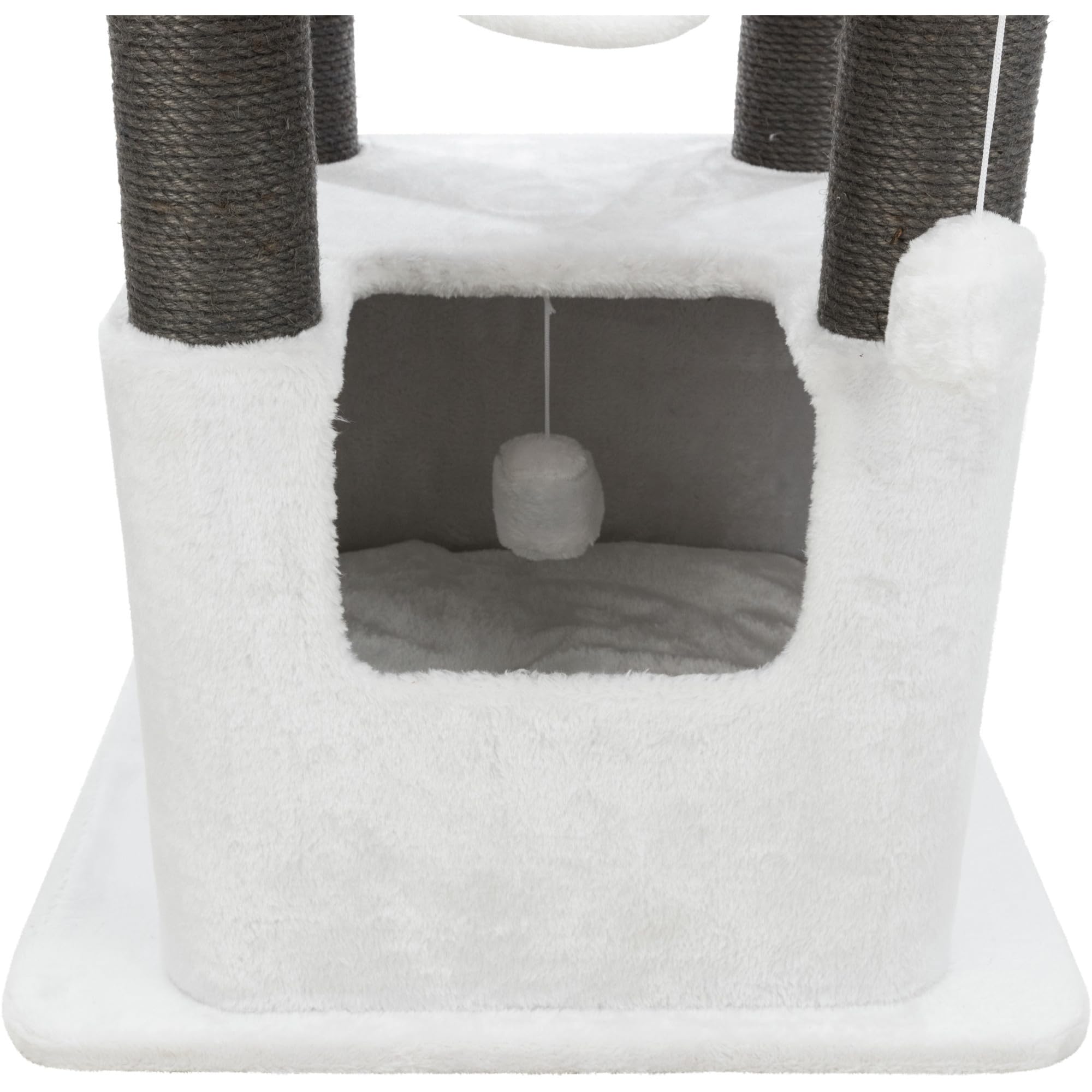 TRIXIE Lucano XXL 43-inch Cat Tower with Sisal Scratching Posts, Plush Condo & Cushions - Gray Cat Tree with Dangling Toys for Indoor Cats | Perfect for Play, Rest & Scratching in Home or Office
