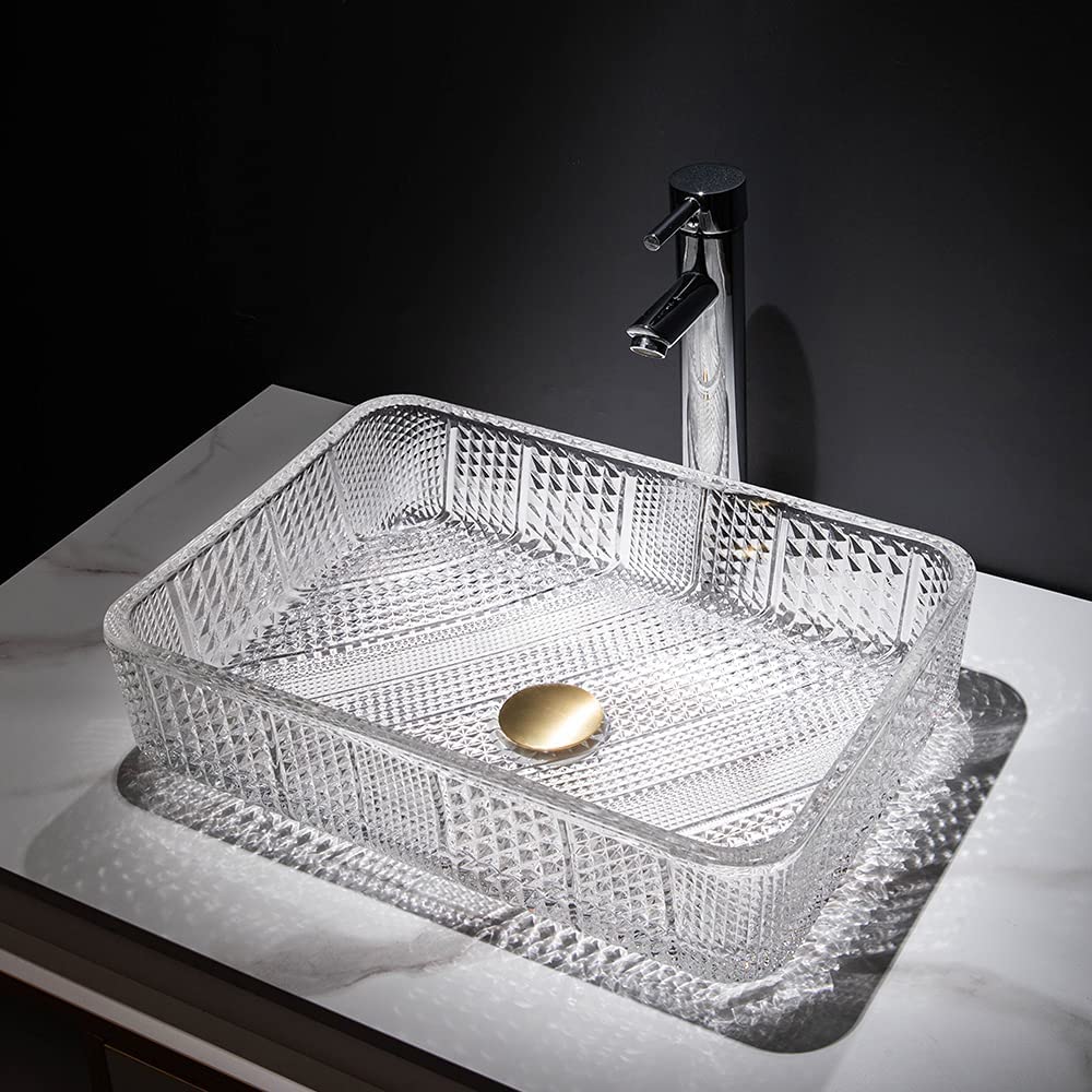 Crystal Glass Vessel Sink - Glossy Bathroom Vanity Basin (445x330mm) for Modern Washrooms