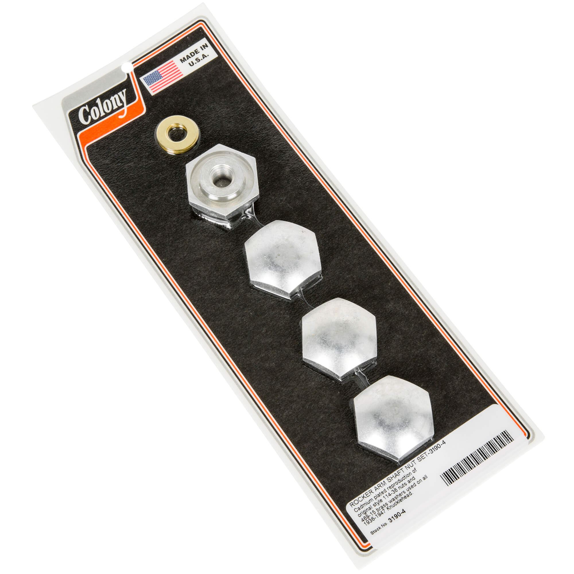 4 Rocker Arm Shaft Nut Set for 1936-1947 Harley Davidson Knucklehead Engines - CAD Plated - Motorcycle Engine Repair & Restoration Parts
