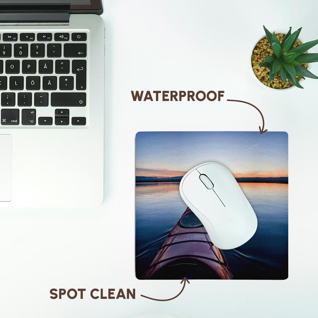 3dRose 8x8 Inch Mouse Pad with Washington Kayak at Sunrise Design - Non-Slip Rubber Base for Office & Gaming Use - Perfect for Computer Workstations & Home Desks