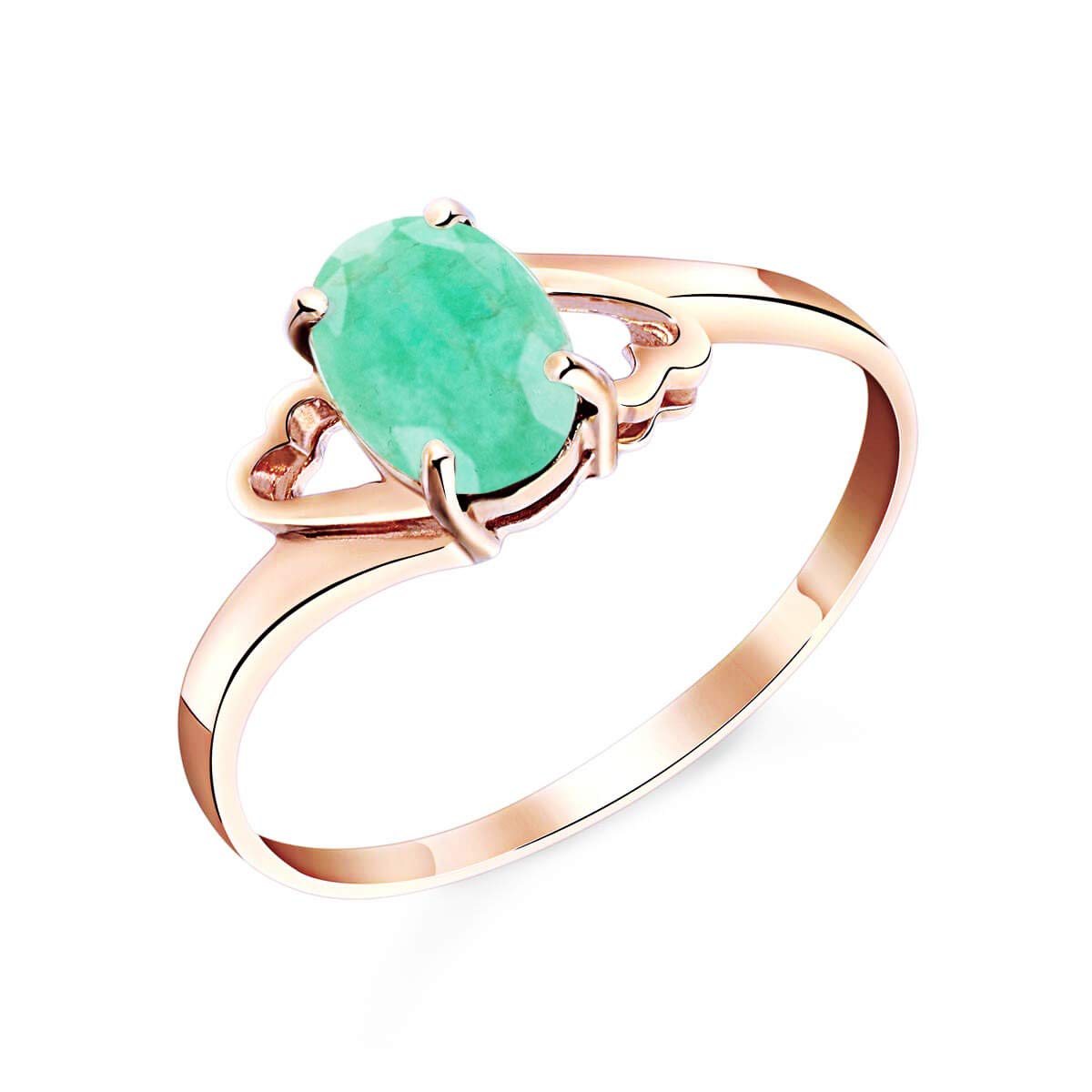 14K Rose Gold Natural Emerald Ring for Women - Elegant Galaxy Gold GG Jewelry - Perfect for Engagement, Wedding & Special Occasions