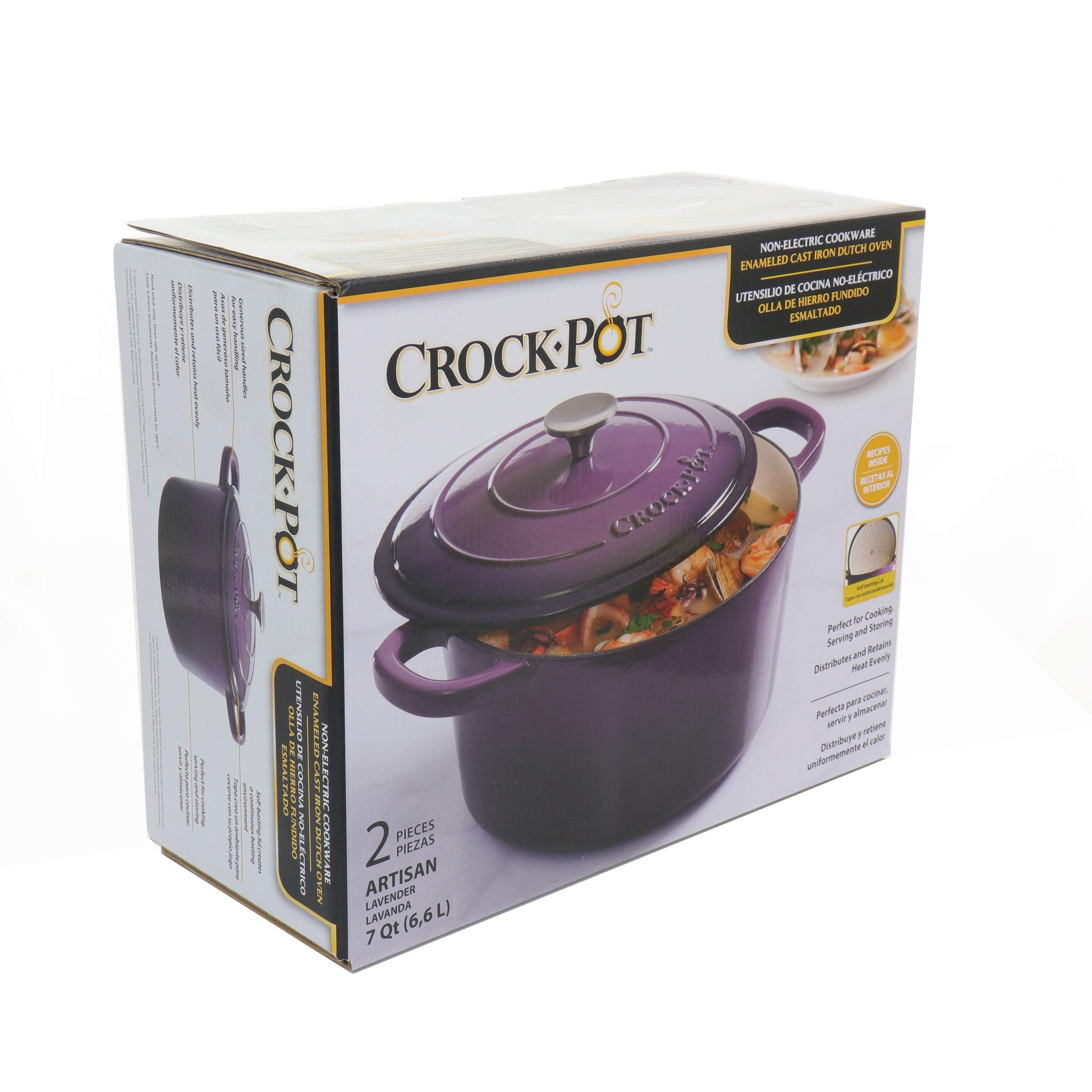 Premium 2-Piece 5 Quart Enameled Cast Iron Dutch Oven with Lid - Lavender Purple, Medium Size | Perfect for Braising, Stewing & Baking - Ideal for Home Chefs & Camping Cookware