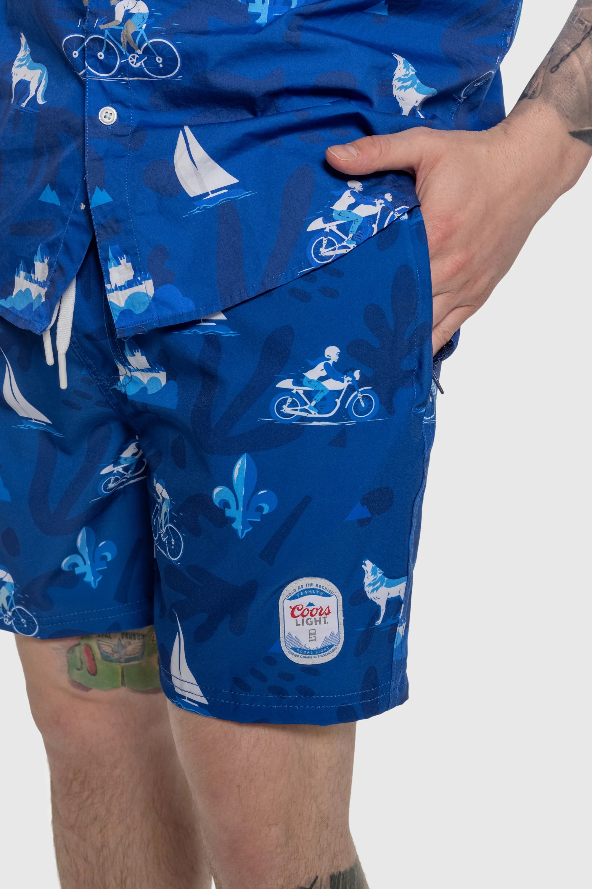 Coors Light Swim Shorts for Men - Quick Dry Beach Shorts with Pockets - Perfect for Swimming, Surfing, and Summer Vacations