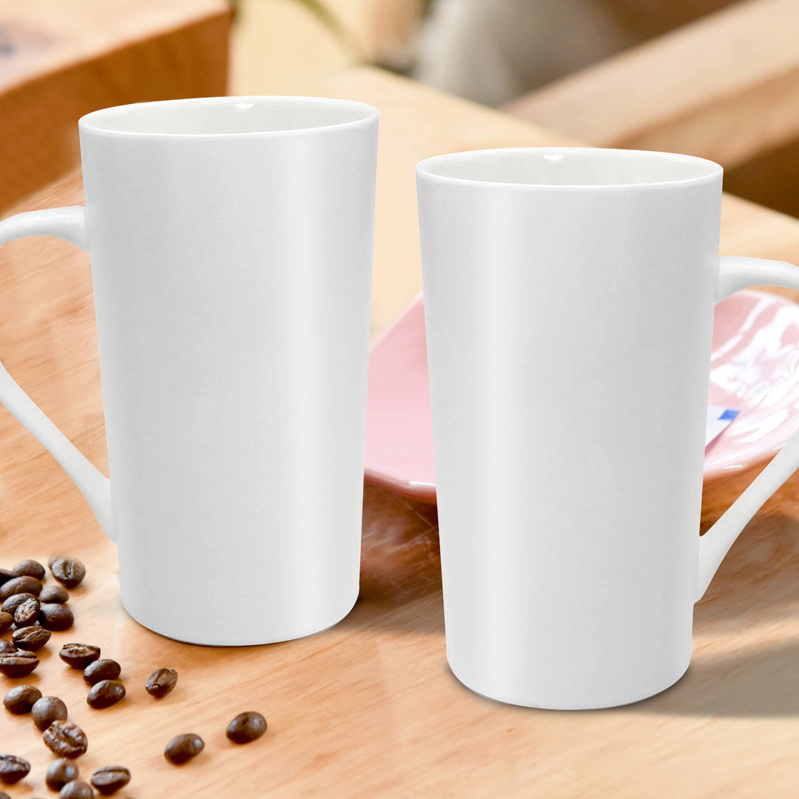 20oz Porcelain Coffee Mugs Set - Large Ceramic Mugs with Handle for Tea, Coffee & Hot Chocolate - Pure White Drinking Cups for Home, Office & Restaurant Use
