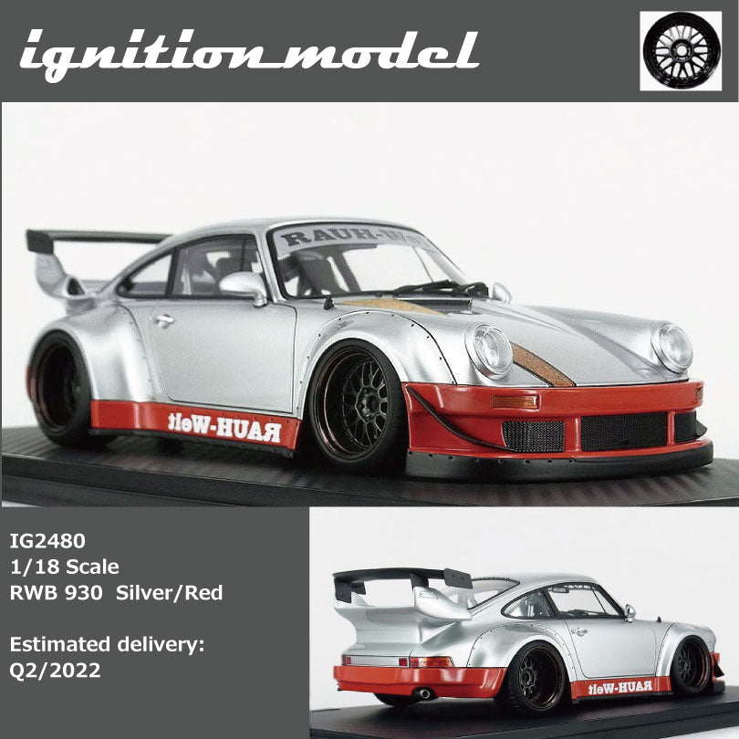 1:18 Scale Porsche 930 RWB Diecast Model Car - Silver & Red Collectible Toy for Adults | Perfect for Display, Car Enthusiast Gifts, and Racing Decor