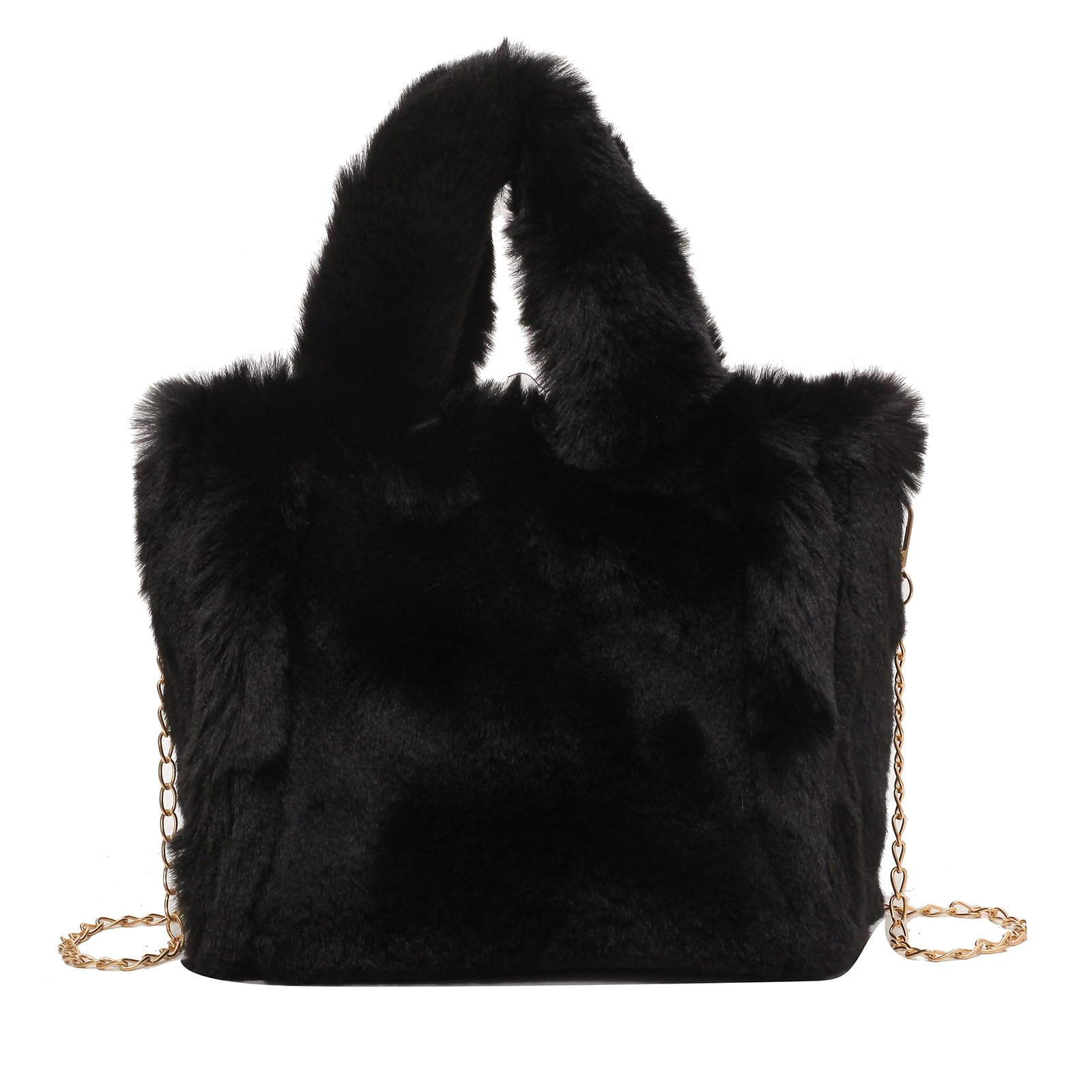 Fluffy Faux Fur Tote Bag for Women - Soft Plush Shoulder Purse for Daily Use